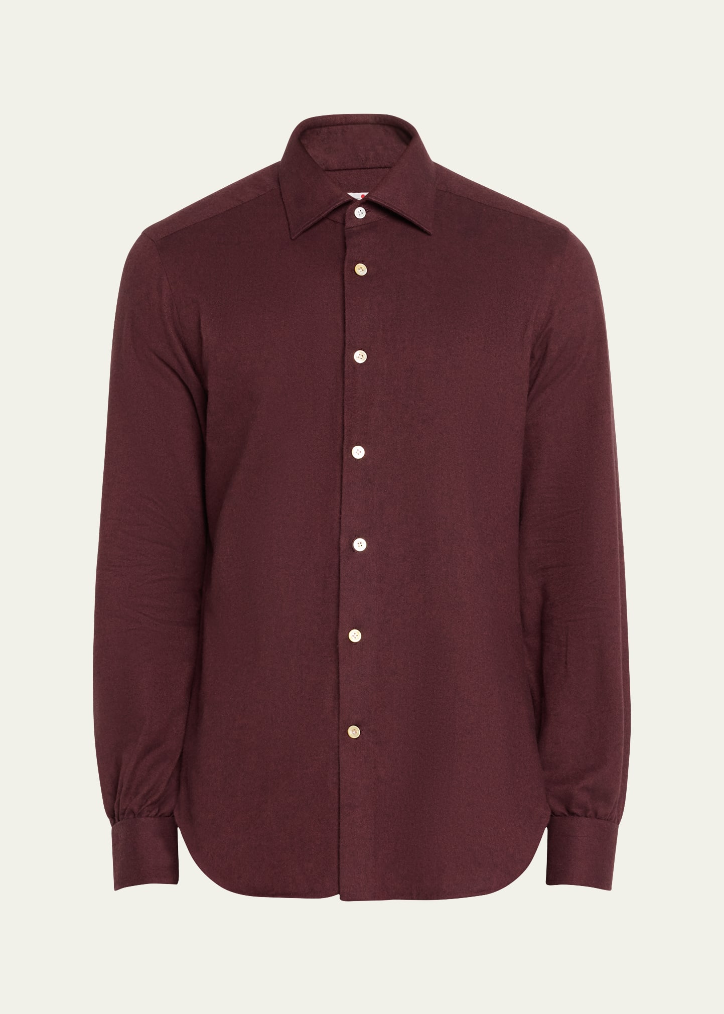 KITON MEN'S TWILL FLANNEL SPORT SHIRT 