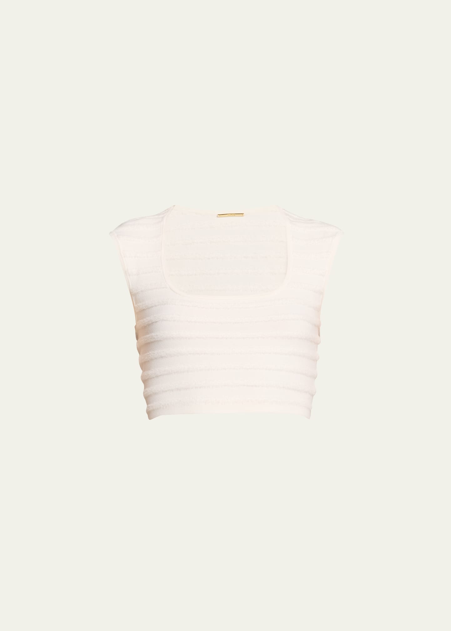 Shop Alexis Emille Square-neck Sleeveless Crop Top In White