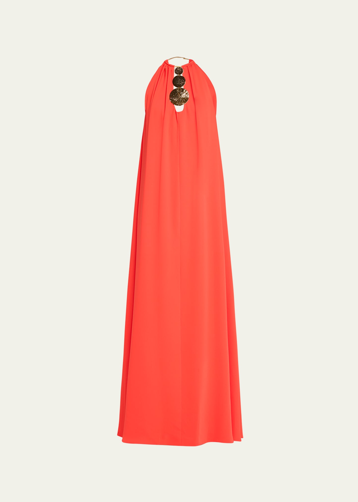 Alexis Celestino Hardware Embellished Sleeveless Maxi Dress In Red Orange