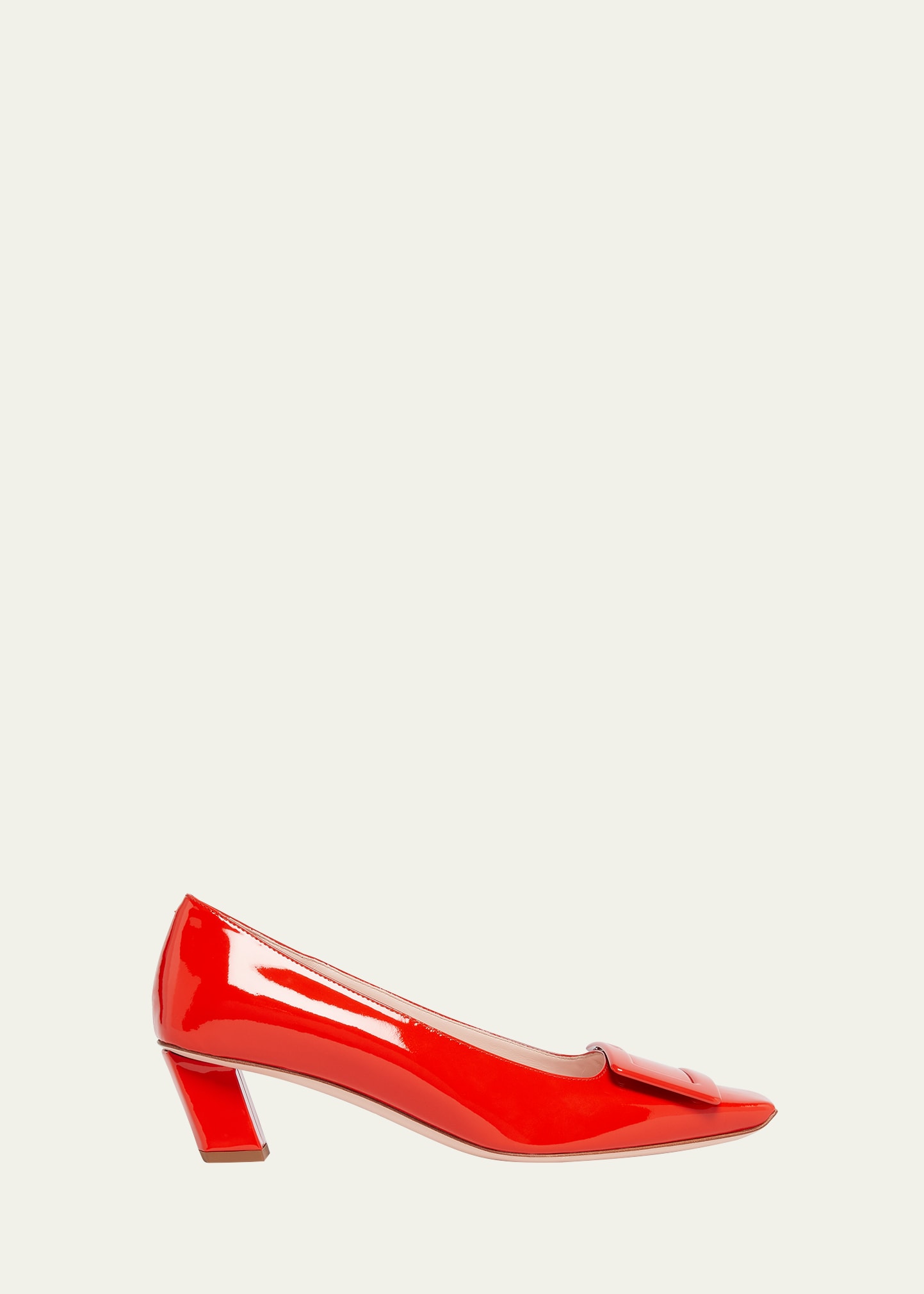 Shop Roger Vivier Belle Vivier Patent Leather Buckle Pumps In Sunset Red