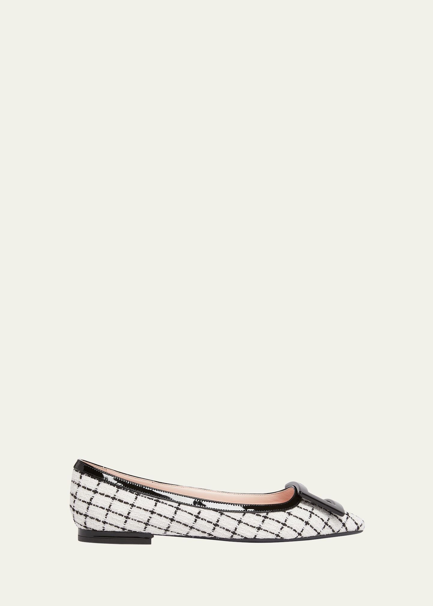 Roger Vivier 5mm Gommettine Bicolor Ballerina Flats In Bianco/nero