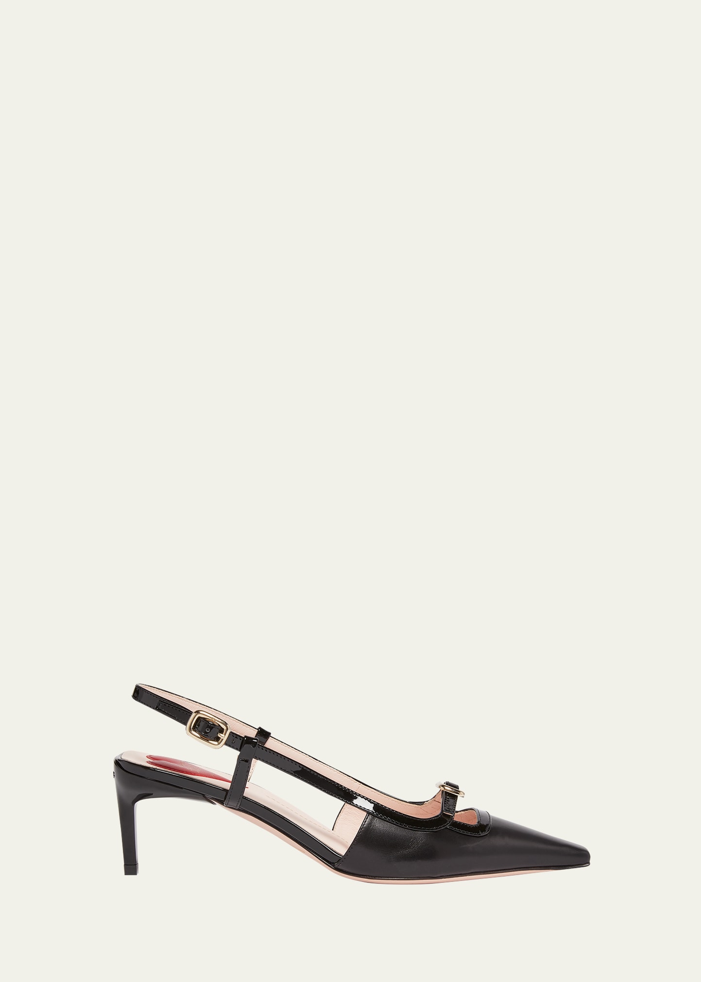 Roger Vivier 55mm Mini Buckle Leather Slingbacks In Black