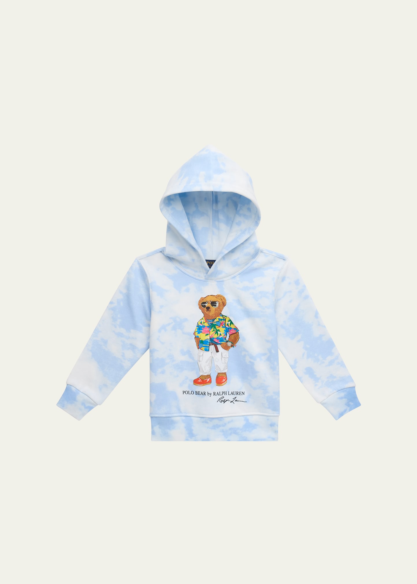 Shop Ralph Lauren Boy's Tie-dye Polo Bear Hoodie In Riviera Blue Clou