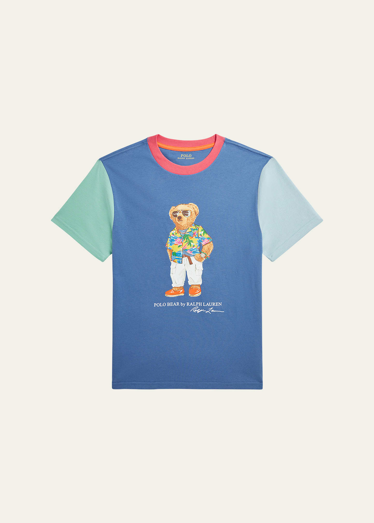 Shop Ralph Lauren Boy's Colorblocked Polo Bear T-shirt In Sp24 Clb55 Bear F
