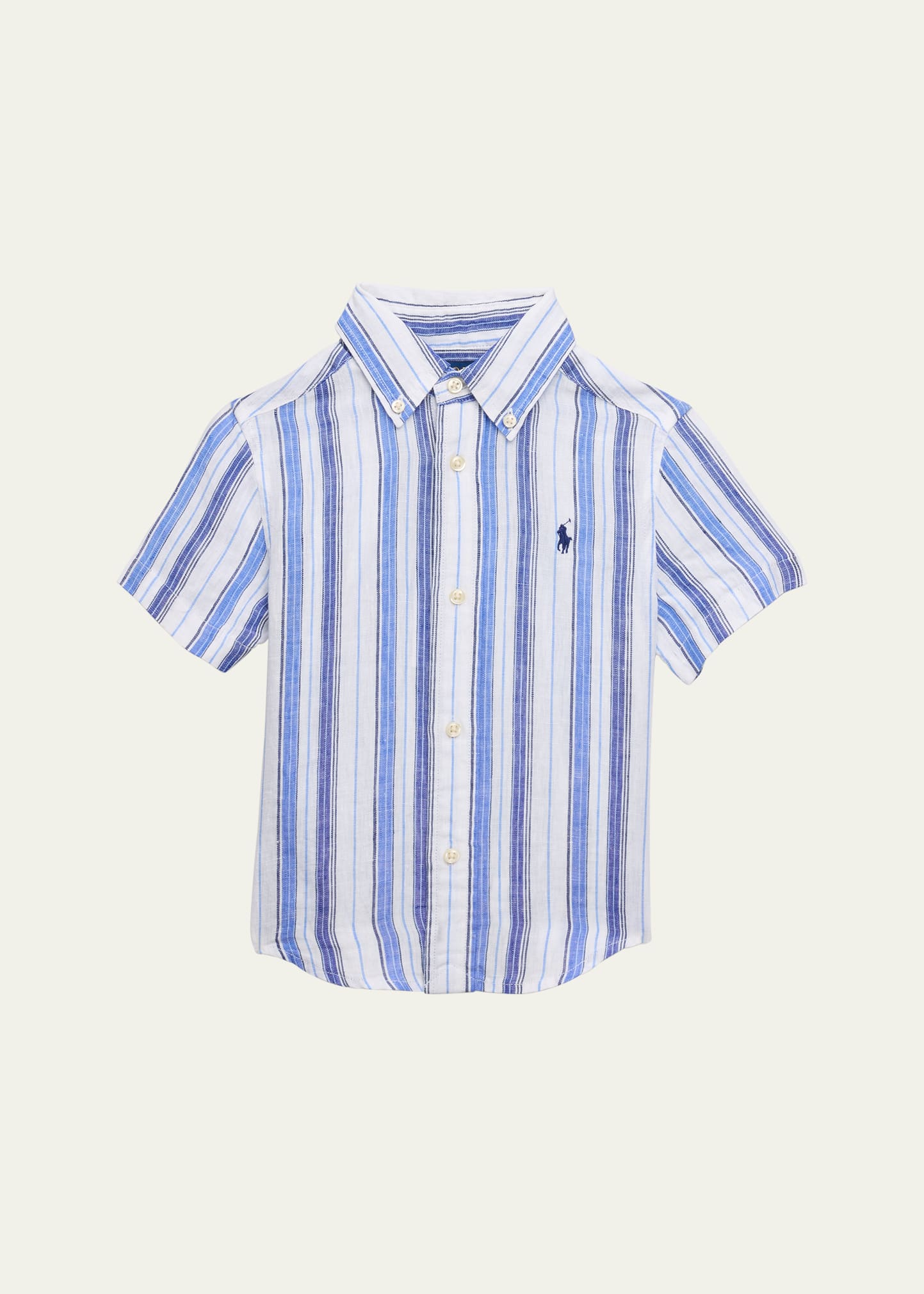Ralph Lauren Kids' Polo Pony Striped Cotton Shirt In Blue