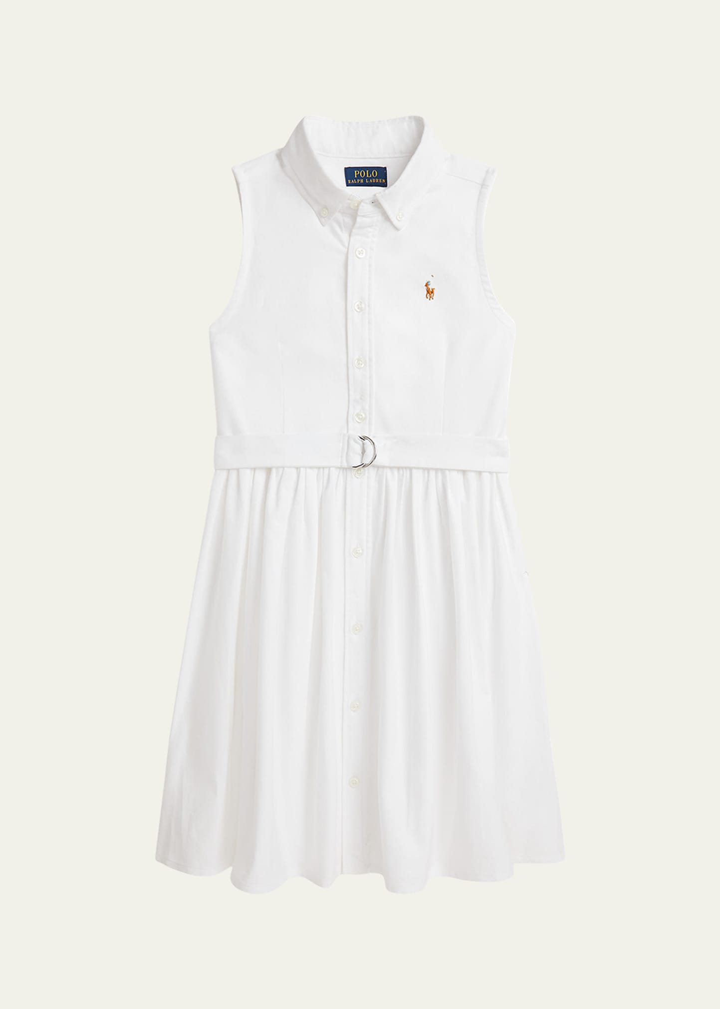 Girl's Classic Oxford Belted Dress W/ Bloomers, Size 2-6X