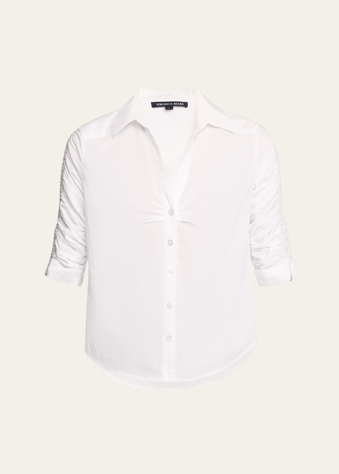 Shop Veronica Beard Porta Ruched Button-front Shirt In White