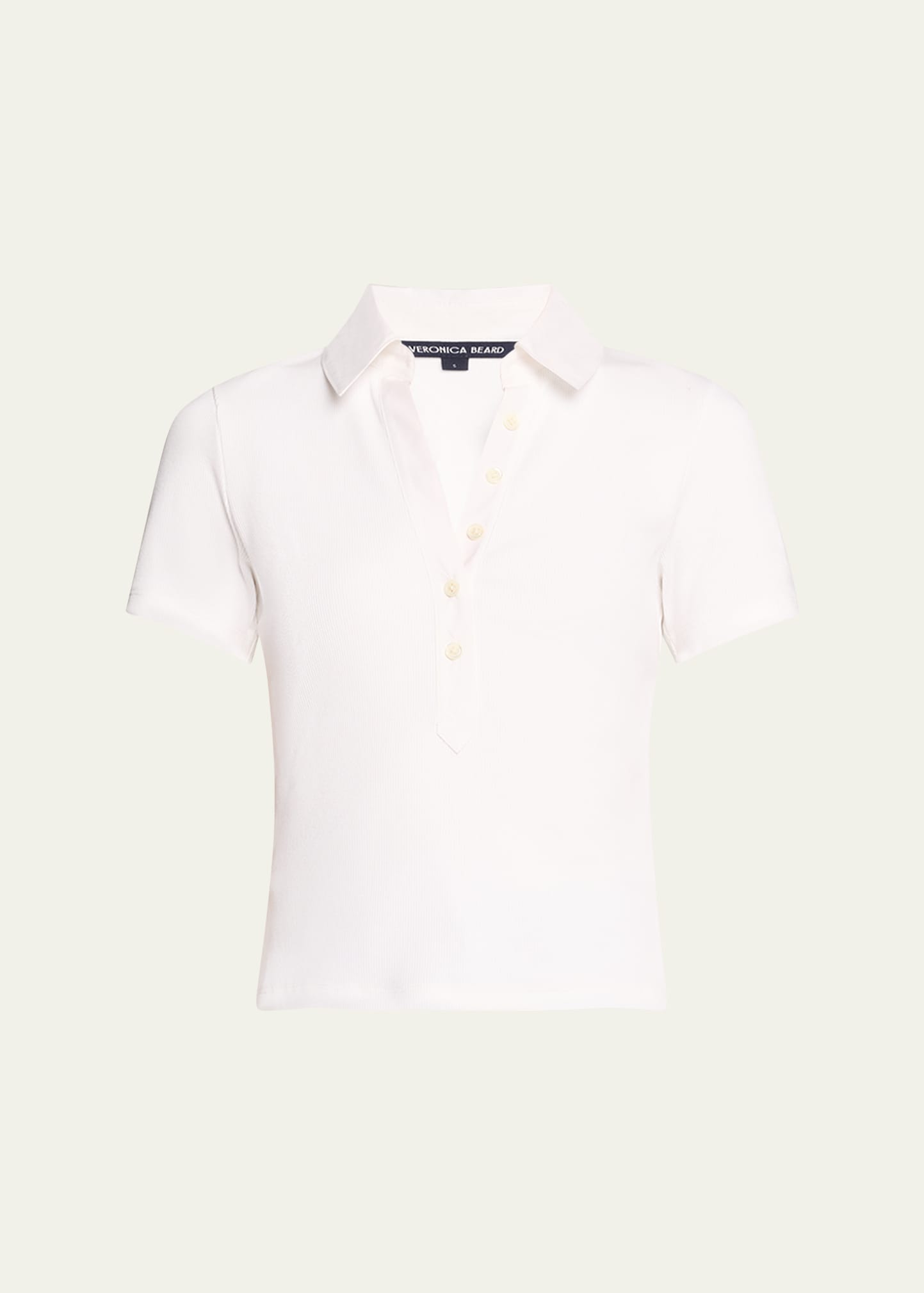 Shop Veronica Beard Kearney Short-sleeve Polo Top In White