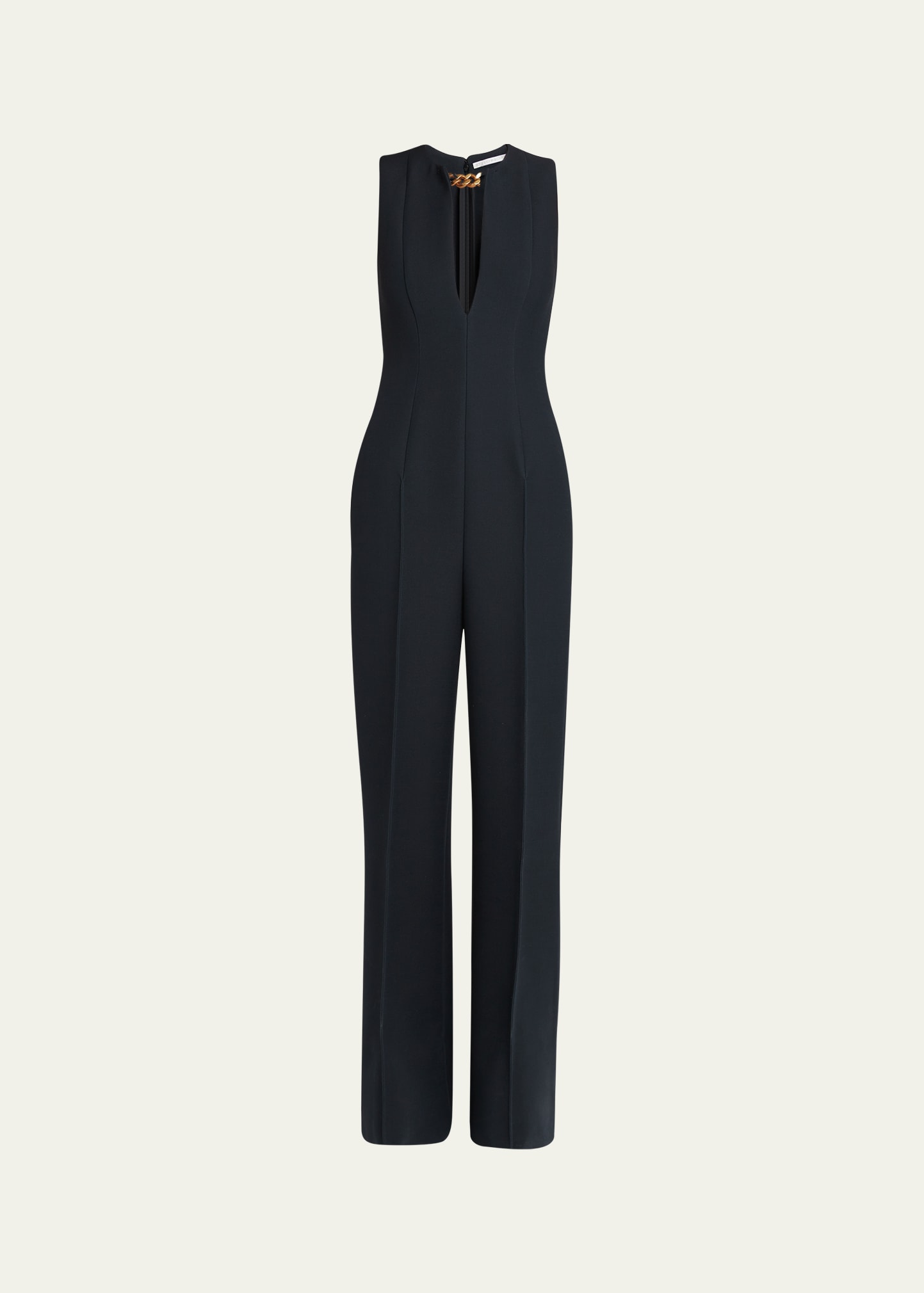 Shop Stella Mccartney Tailored Jumpsuit With Chain Detail In Black