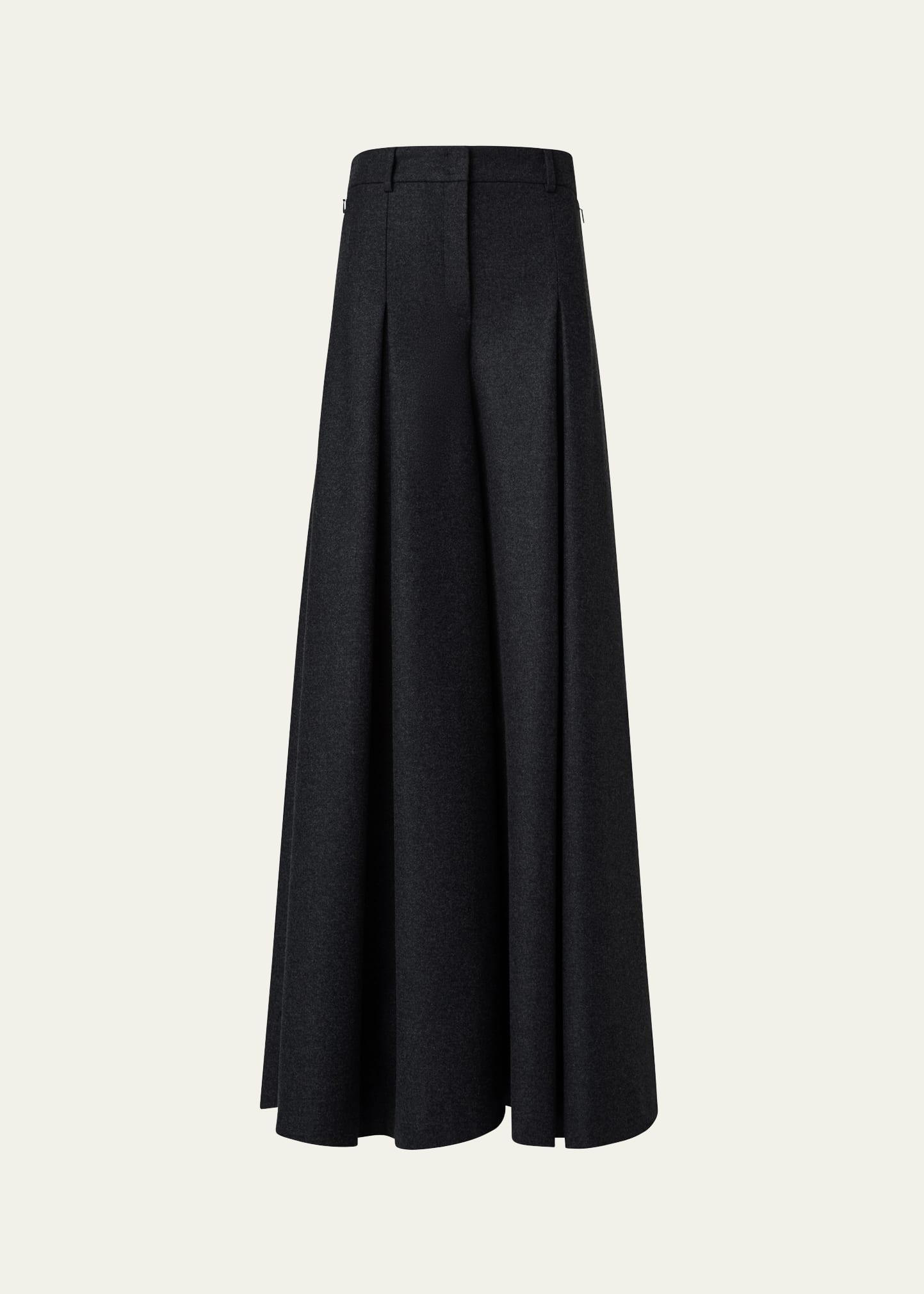 Akris Fiorello Pleated Wide-leg Wool Flannel Pants In Charcoal