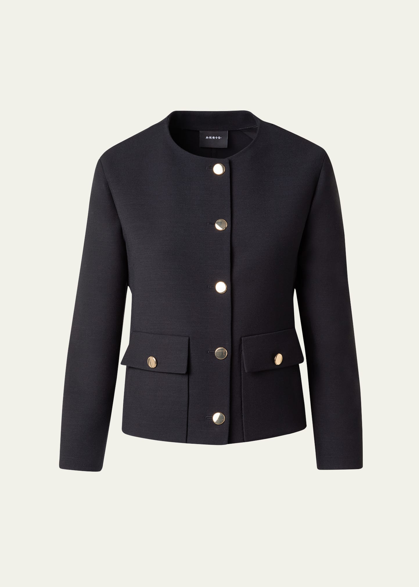 AKRIS DOUBLE-FACE WOOL WINTER JACKET WITH GOLD-TONE BUTTONS 