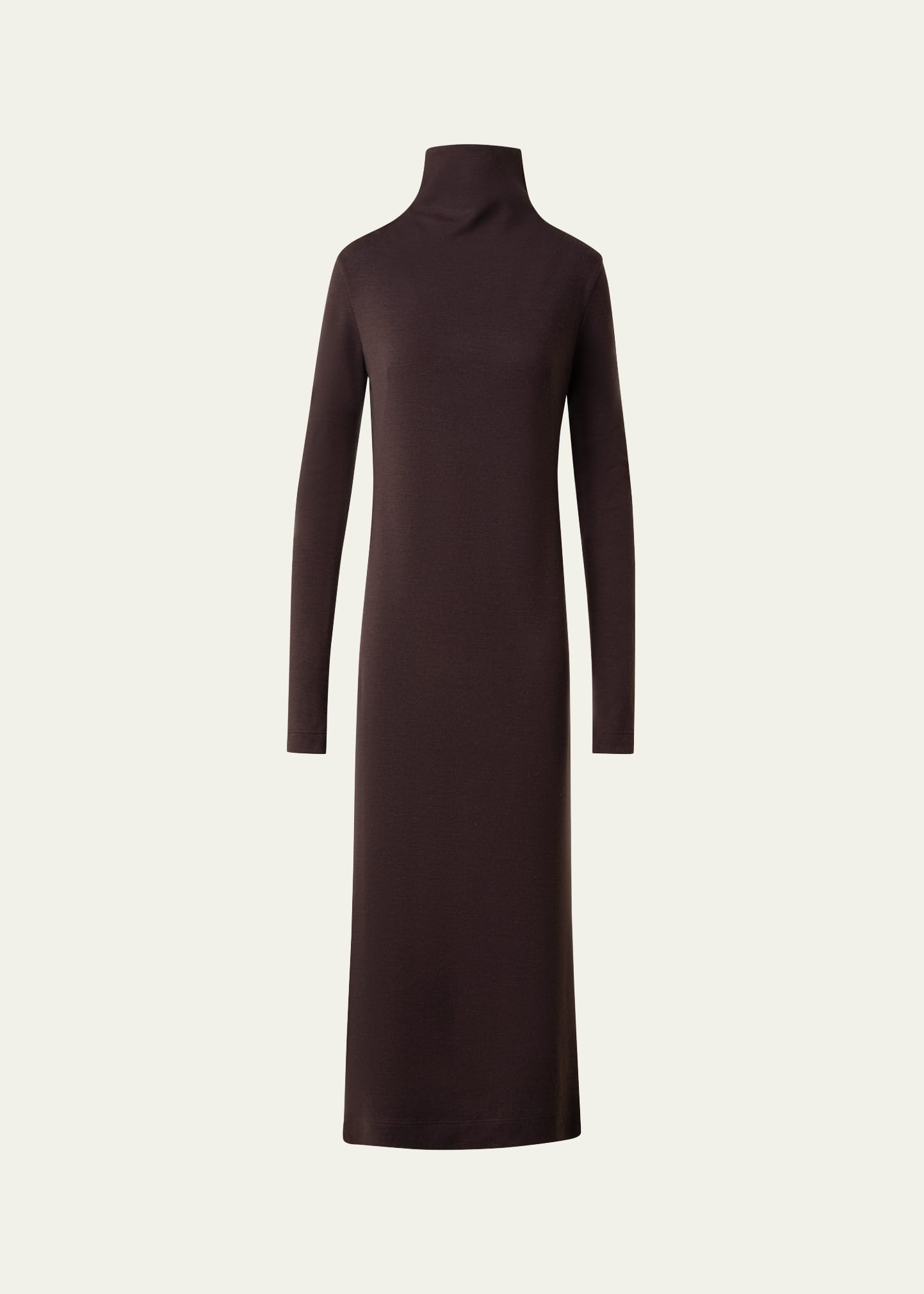 Shop Akris Tube Turtleneck Wool Jersey Midi Dress In Mocca