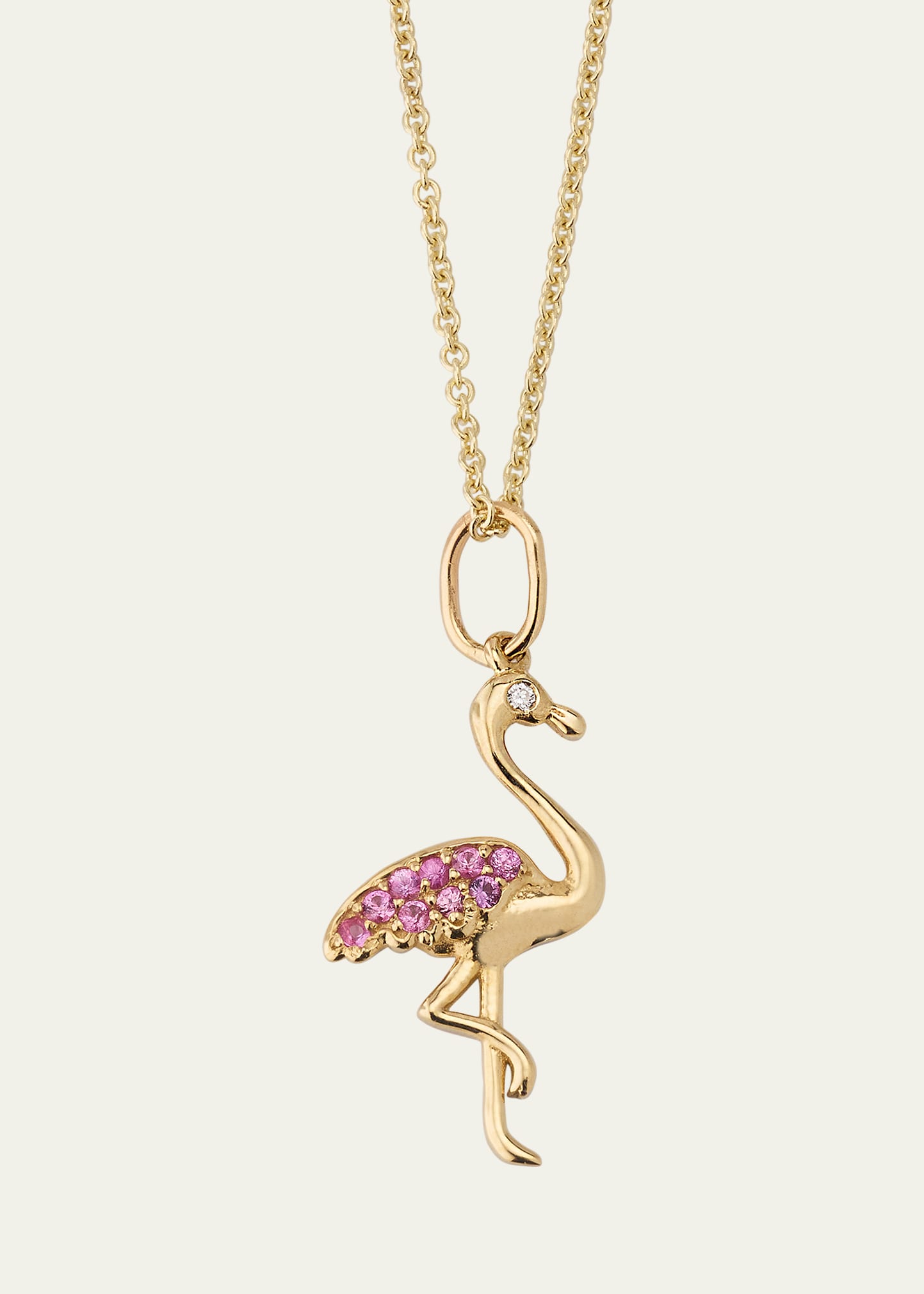 Sydney Evan Kids' Girl's Flamingo Pink Diamond Charm Necklace In Gold