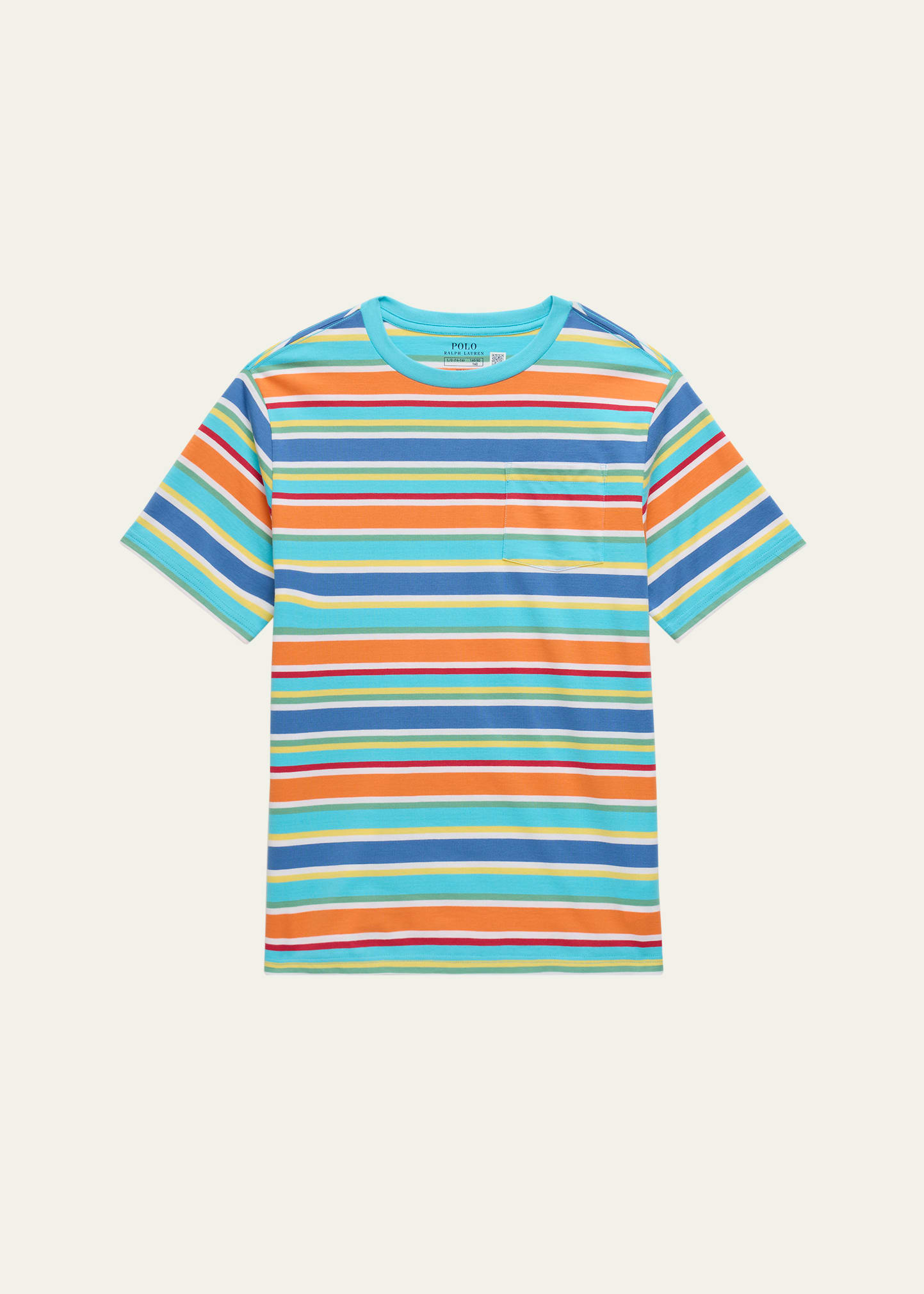 Shop Ralph Lauren Boy's Multicolor Striped T-shirt In Perfect Turquoise