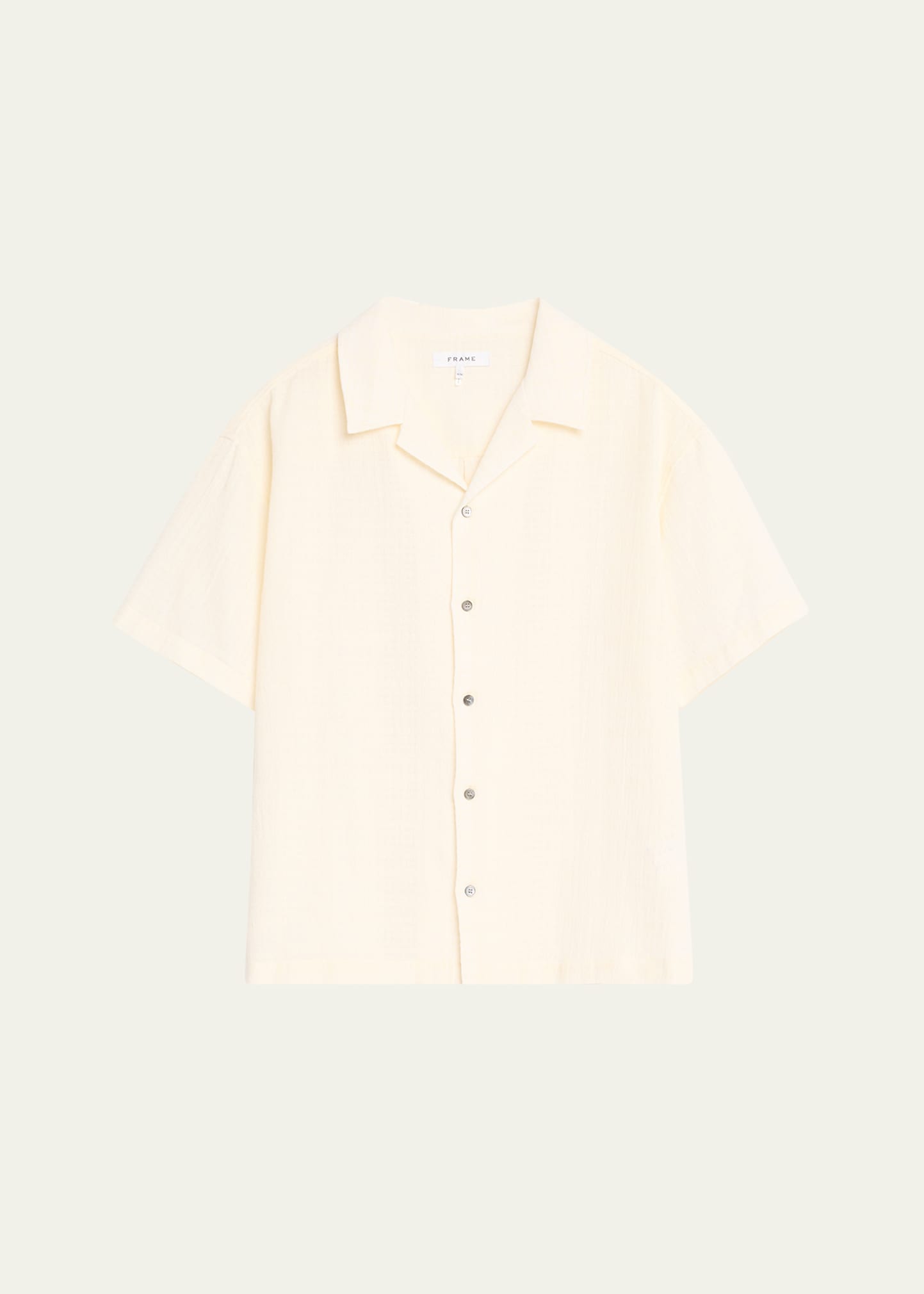 Shop Frame Men's Textured Cotton Camp Shirt In Off White