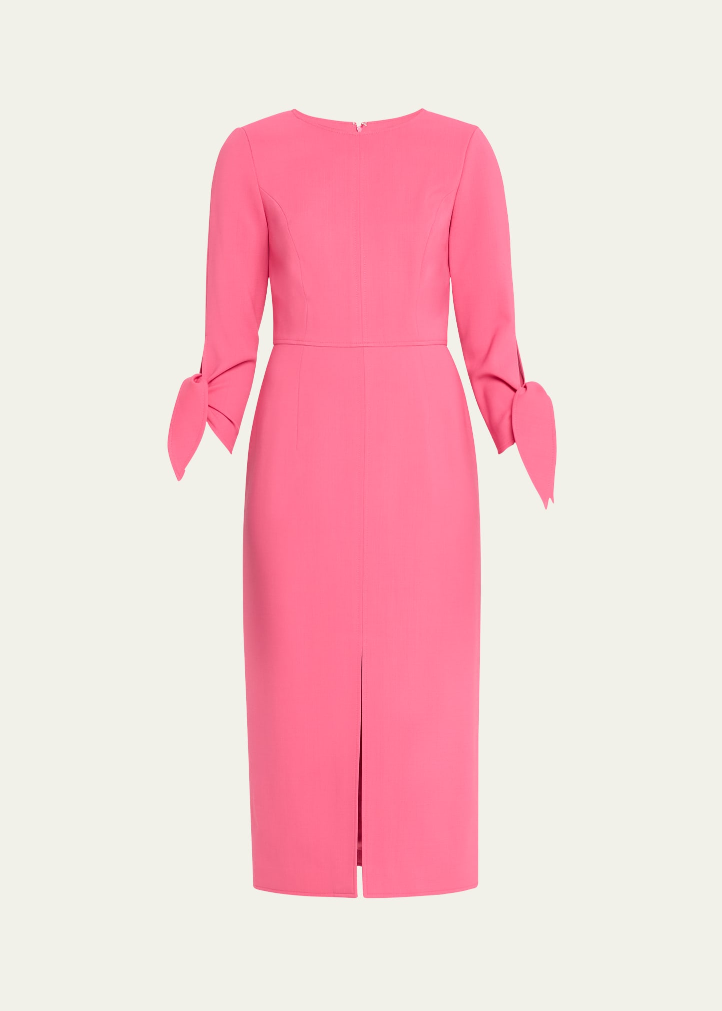 Carolina Herrera Sleeve-tie Wool-blend Midi Dress In Flamingo