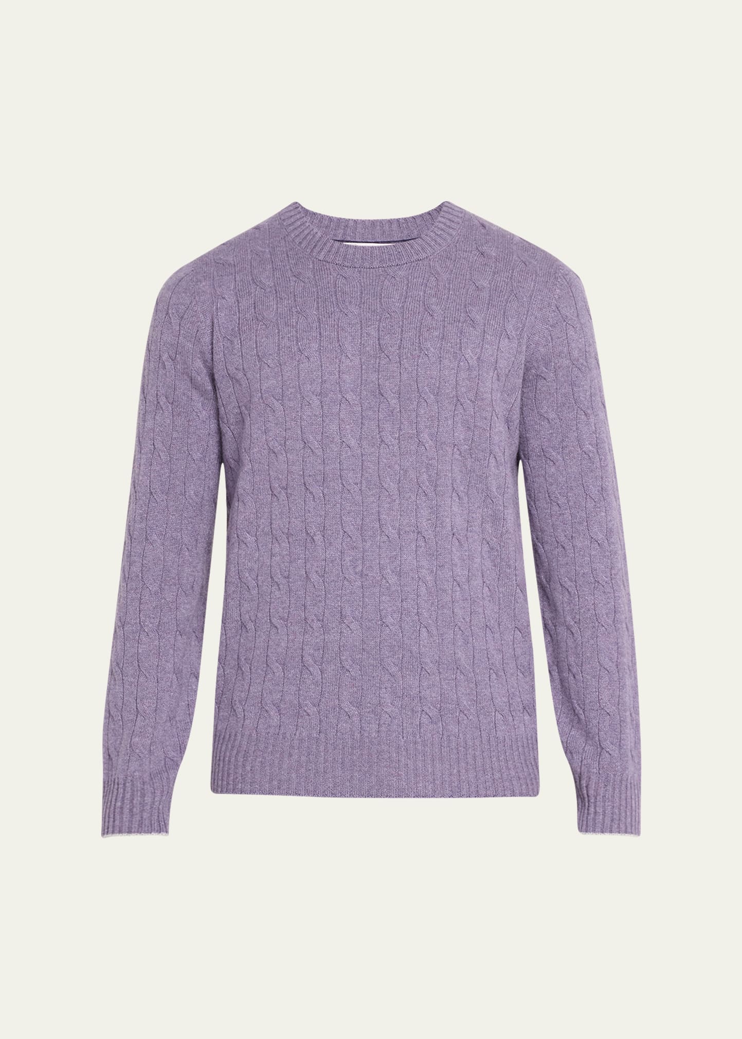 Brunello Cucinelli Men's Cashmere Cable Knit Crewneck Sweater In Purple