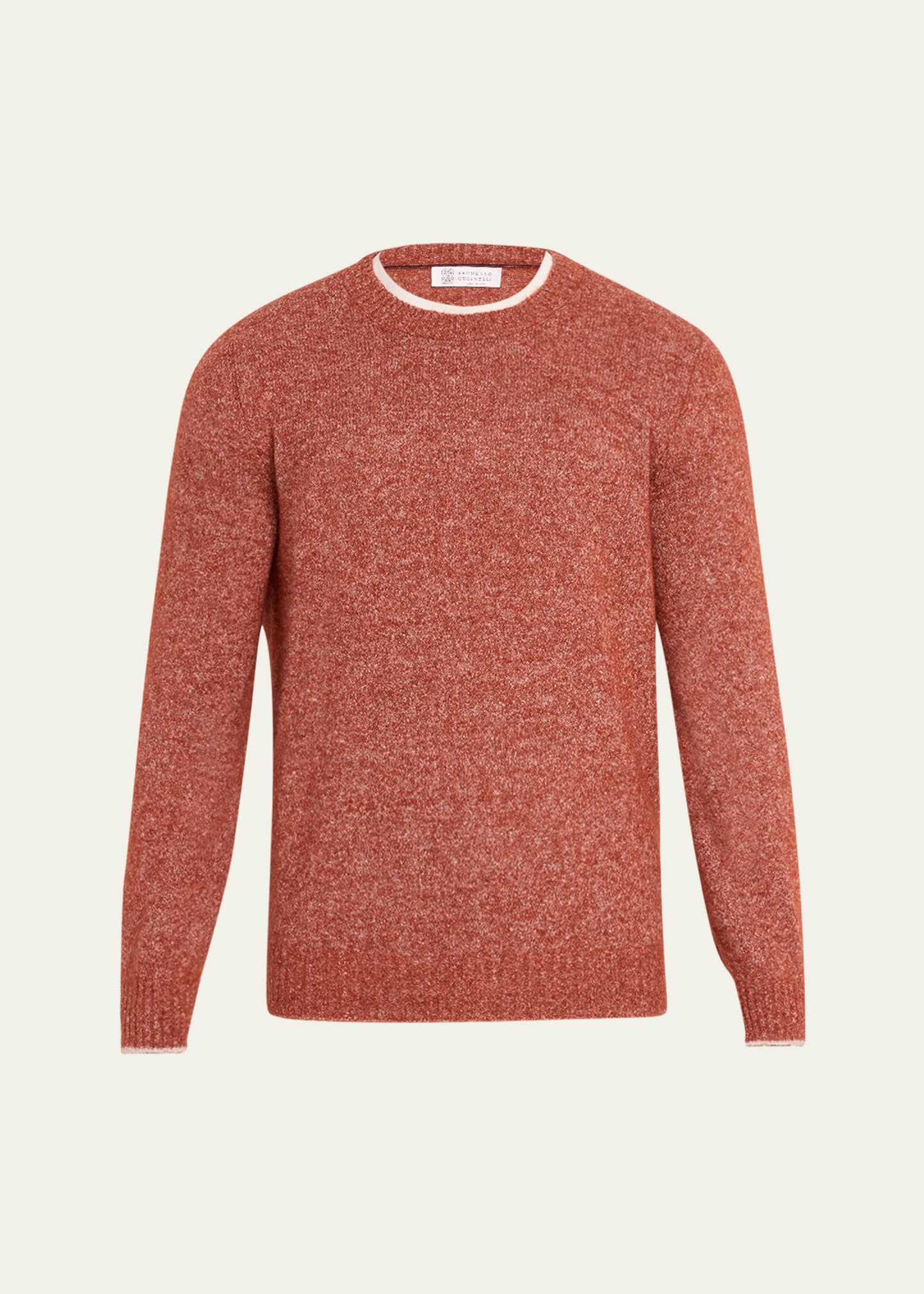 Brunello Cucinelli Men's Cotton Ribbed Sweatshirt In Brown