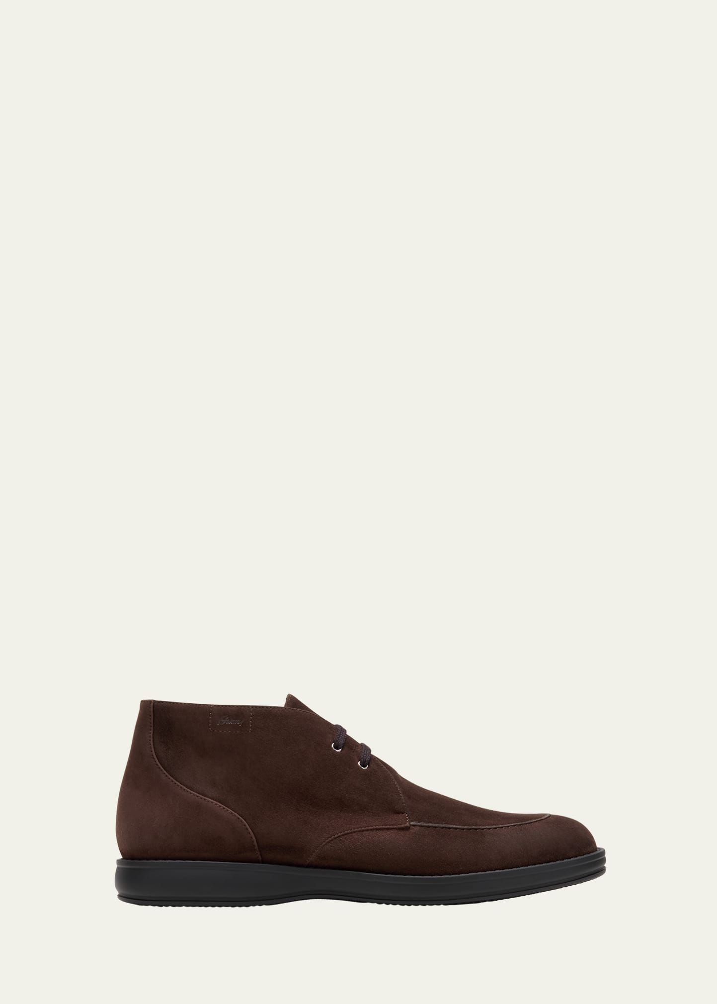 Brioni Suede Leather Desert Boots With Rubber Outsole In Brown