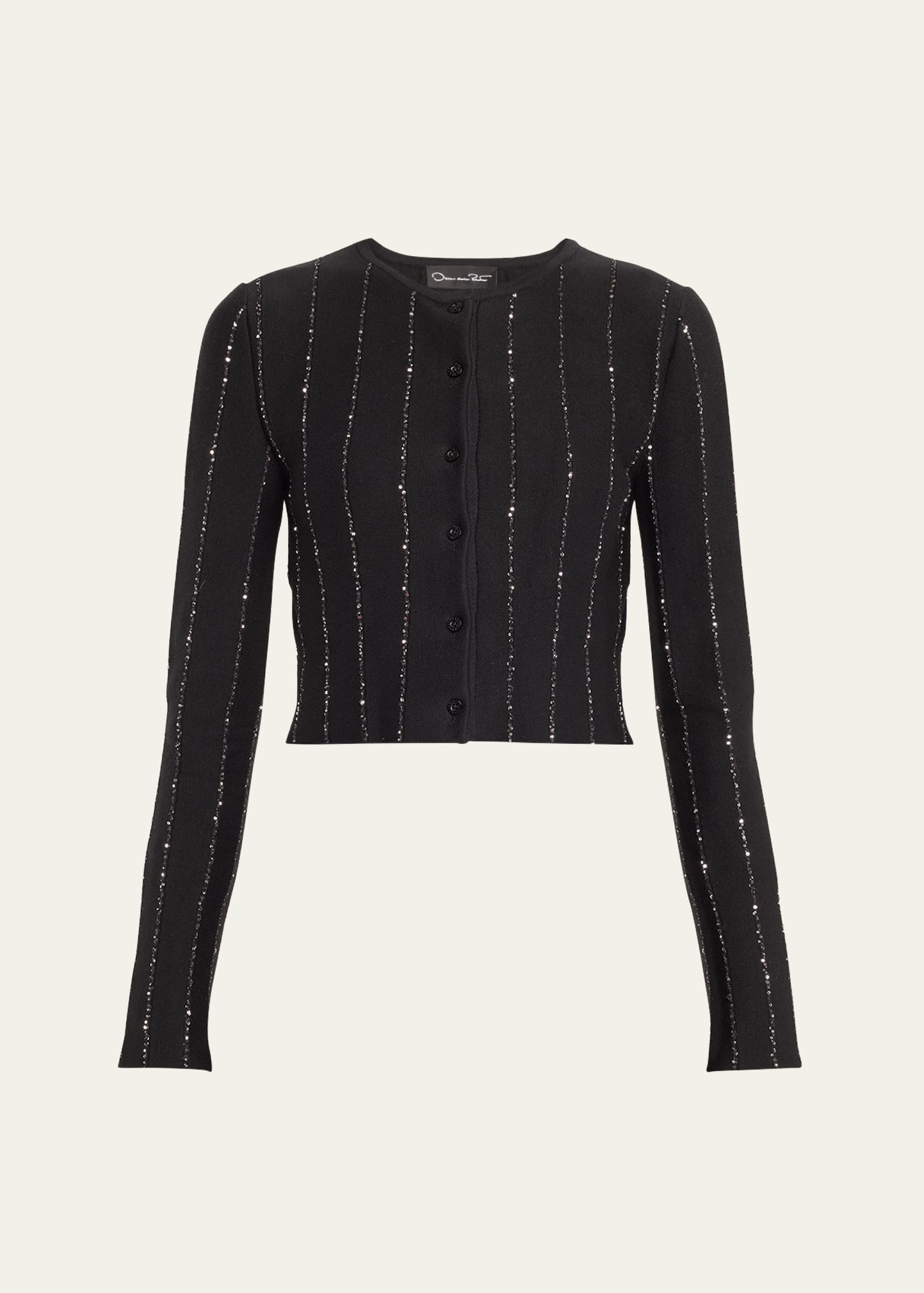 Shop Oscar De La Renta Long-sleeve Sequined Cardigan In Black