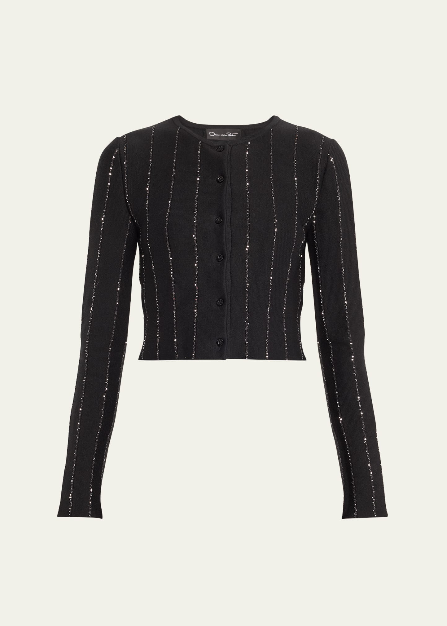 Oscar De La Renta Long-sleeve Sequined Cardigan In Black