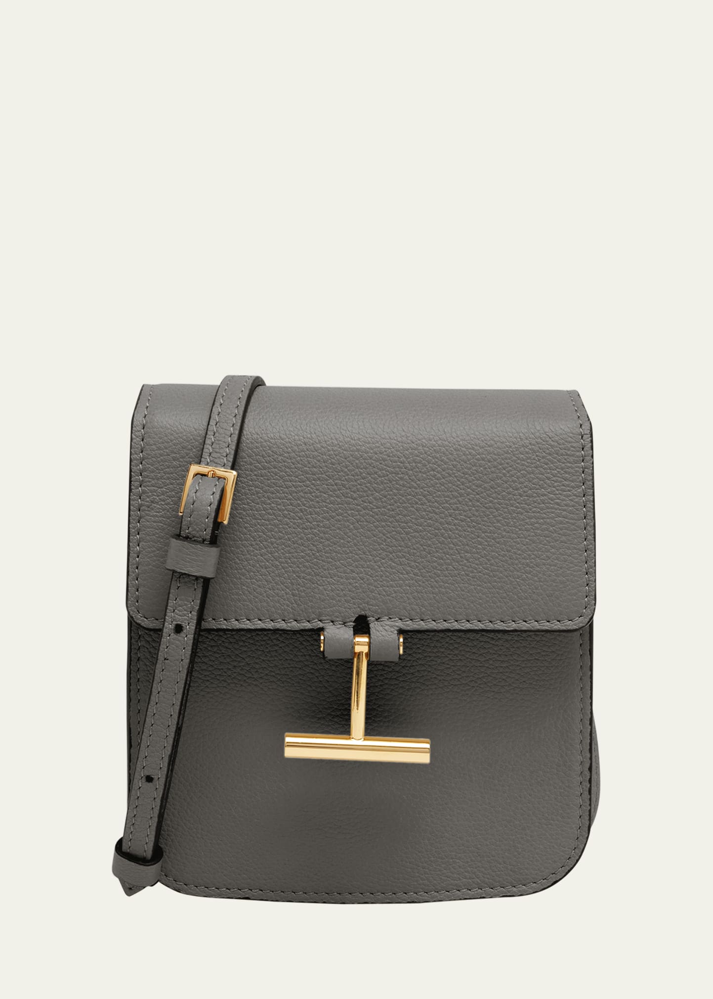 Tom Ford Tara Mini Crossbody Bag In Grain Leather In Graphite