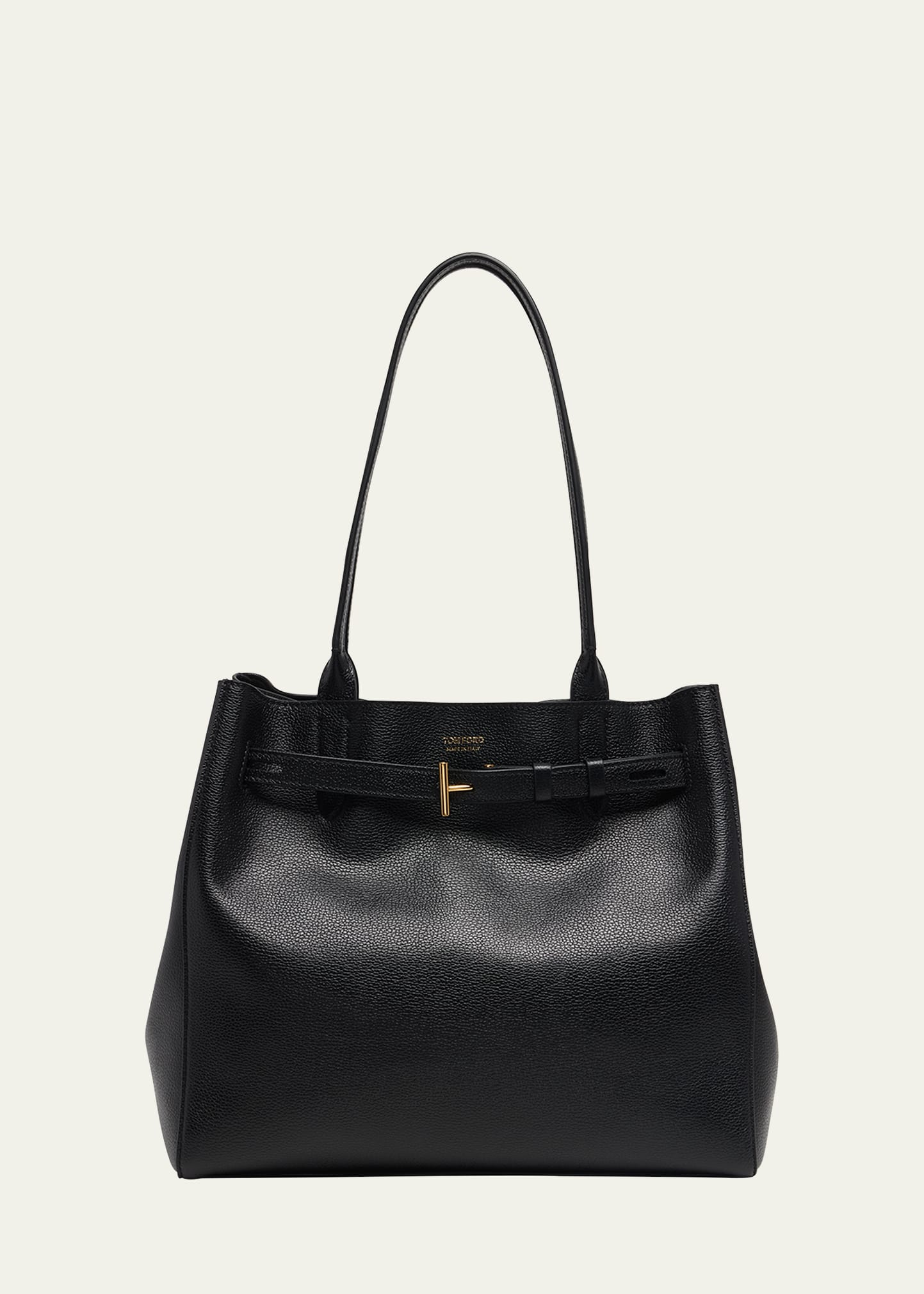 Tom Ford Medium Tote Bag In Grain Leather In Black