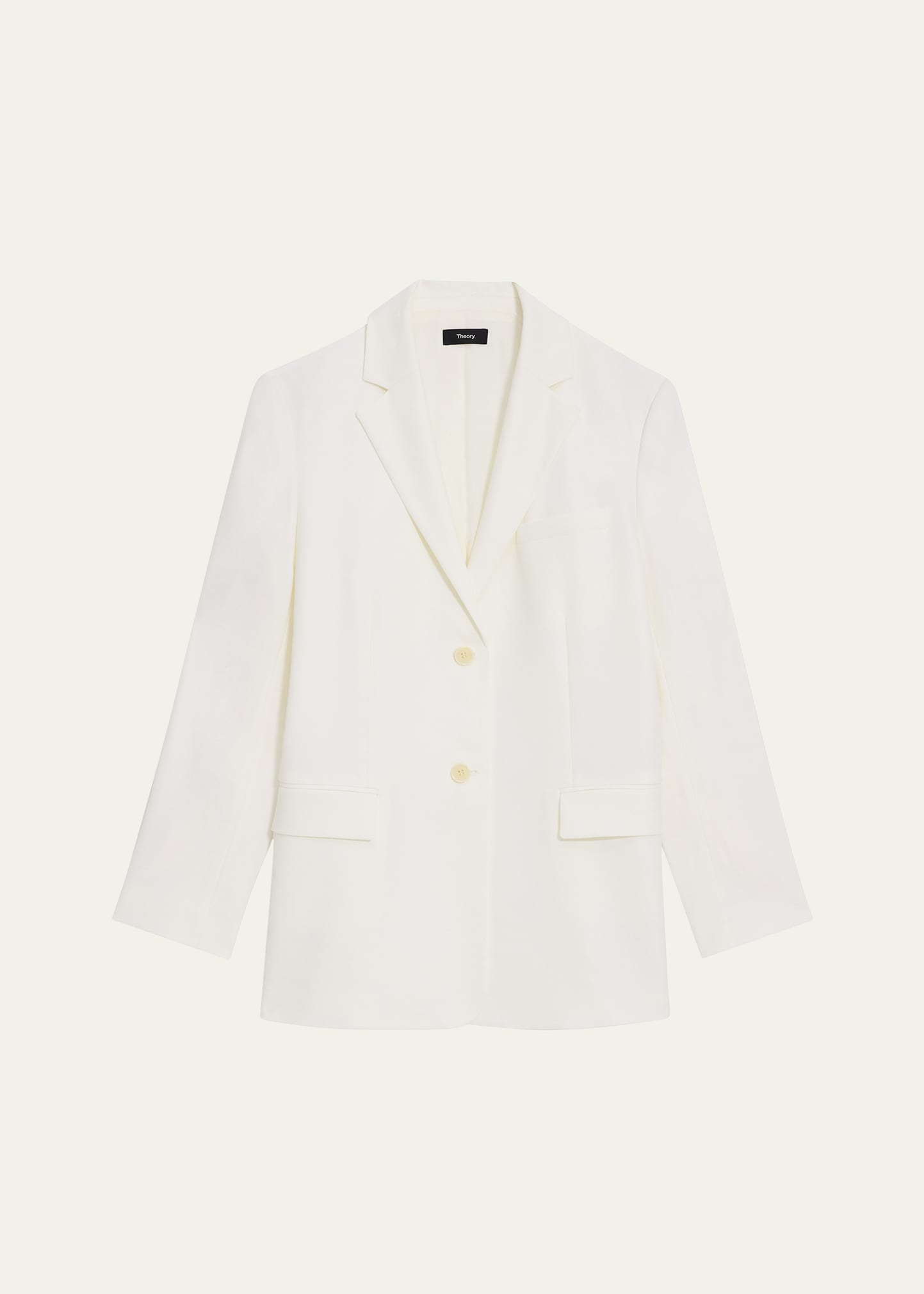 Shop Theory Oversized Stretch Linen Single-breasted Blazer In Iv