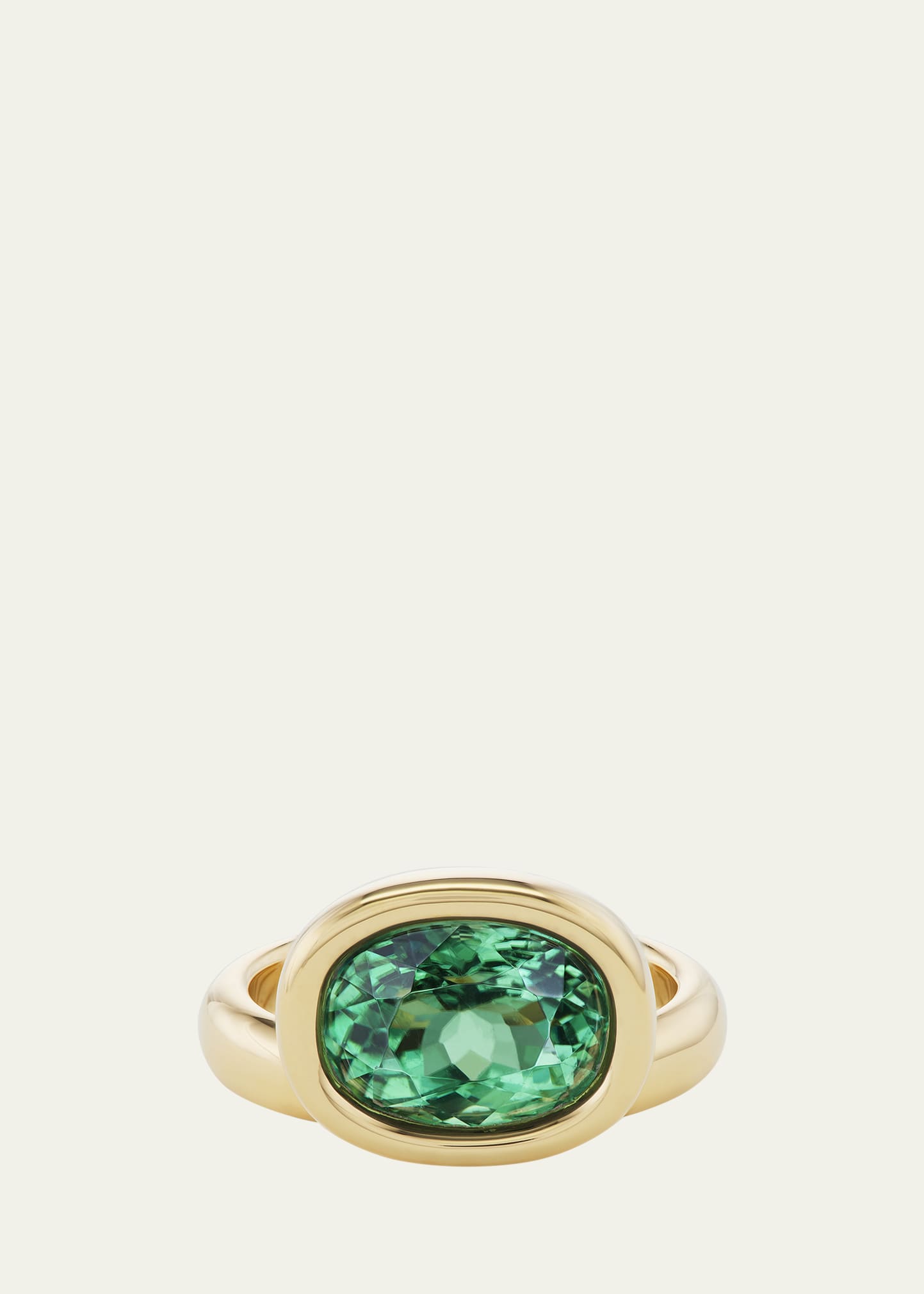 One-of-a-Kind Off-Set Pillow Ring with Oval Green Tourmaline