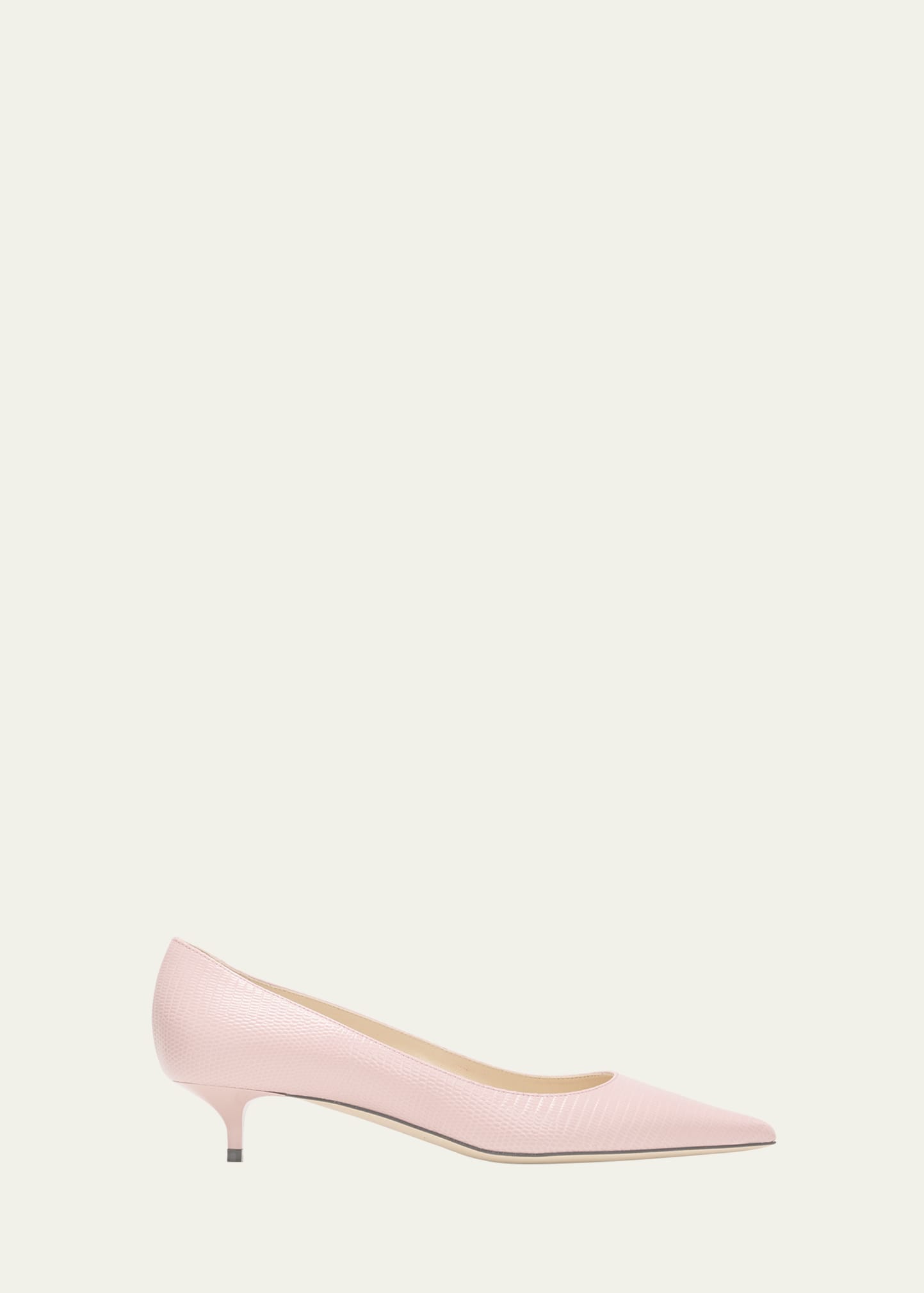 Jimmy Choo Amelia Embossed Leather Kitten-heel Pumps In Rose