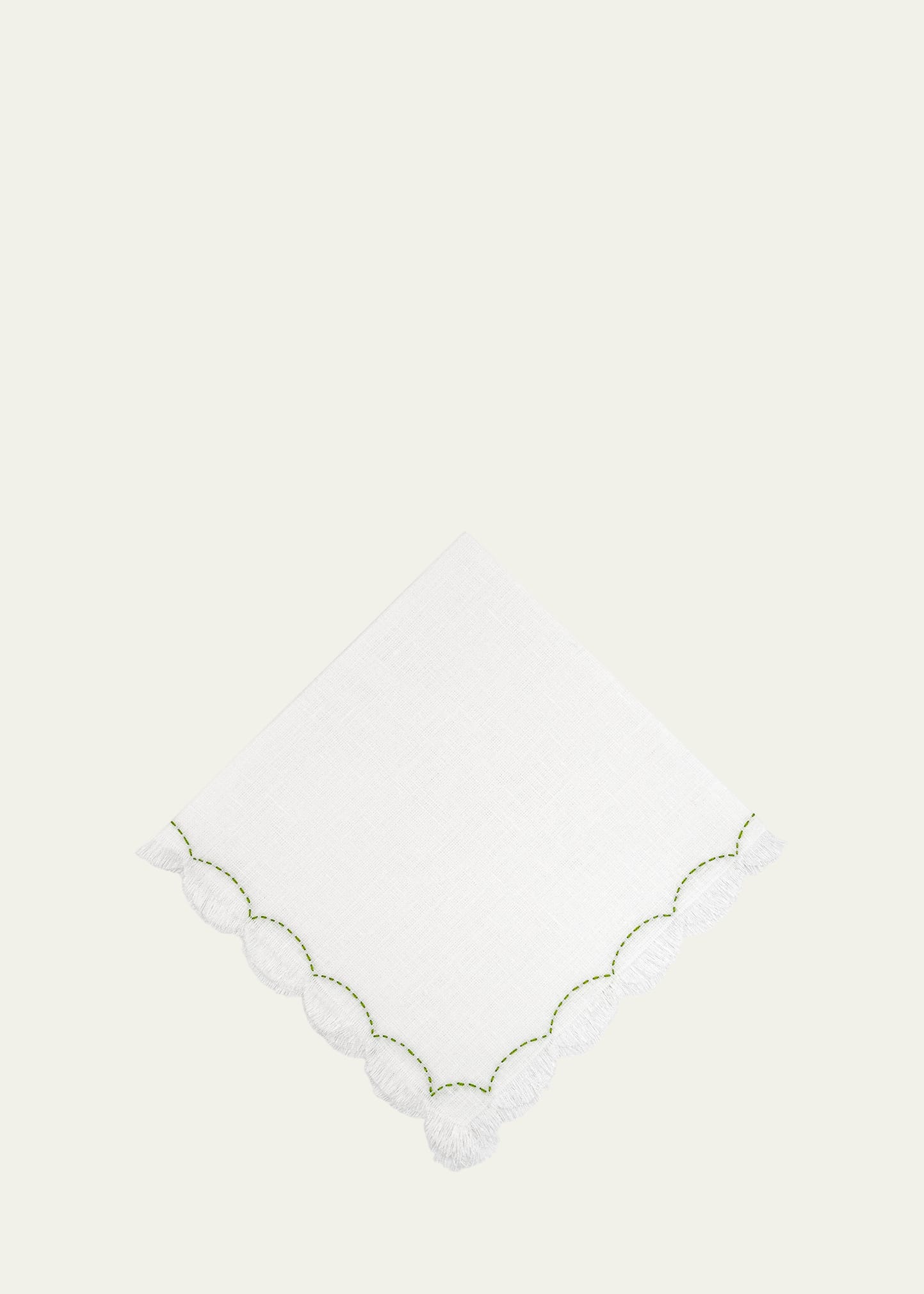 Tina Chen Designs Green Petal Embroidered Napkin In White Bali