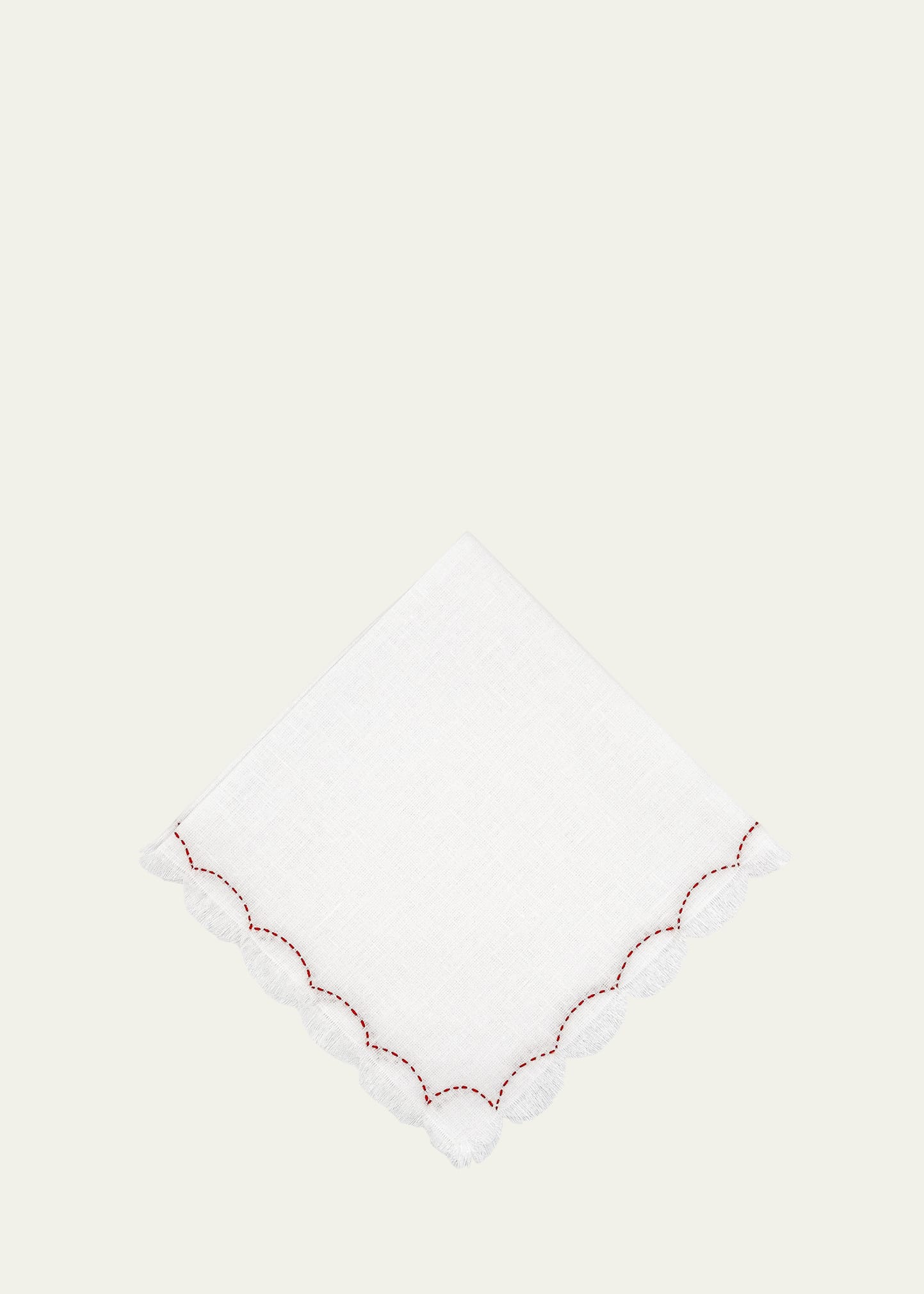 Tina Chen Designs Red Petal Embroidered Napkin In White Red