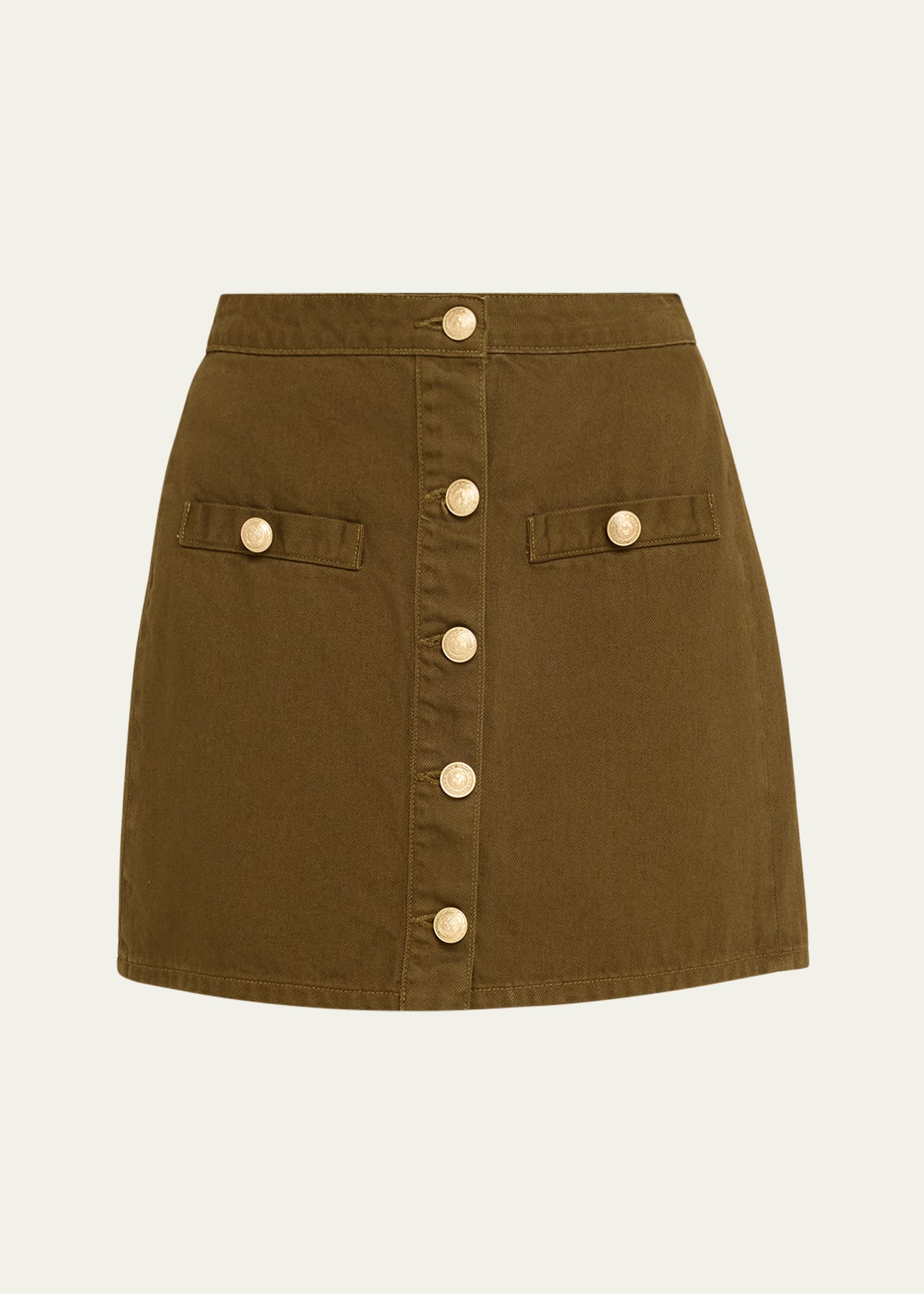 Kris Button-Front Denim Mini Skirt