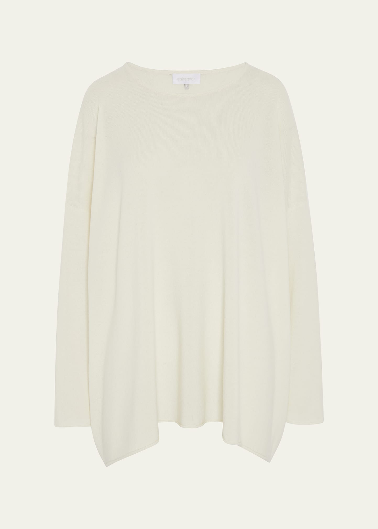 Shop Eskandar A-line Bateau Neck Sweater (long Length) In Ivory