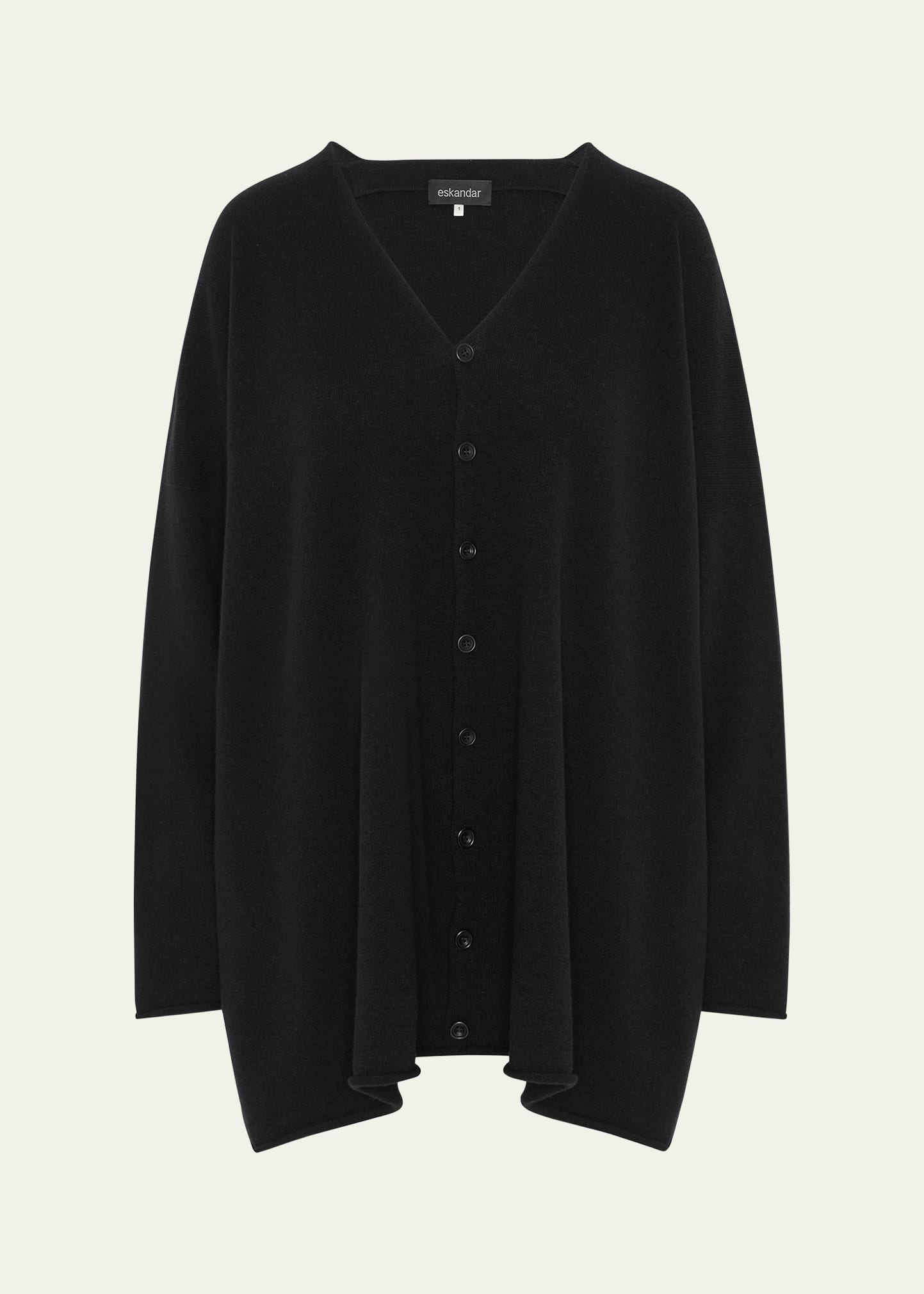Eskandar A-line V Neck Cashmere Cardigan (long Length) In Black