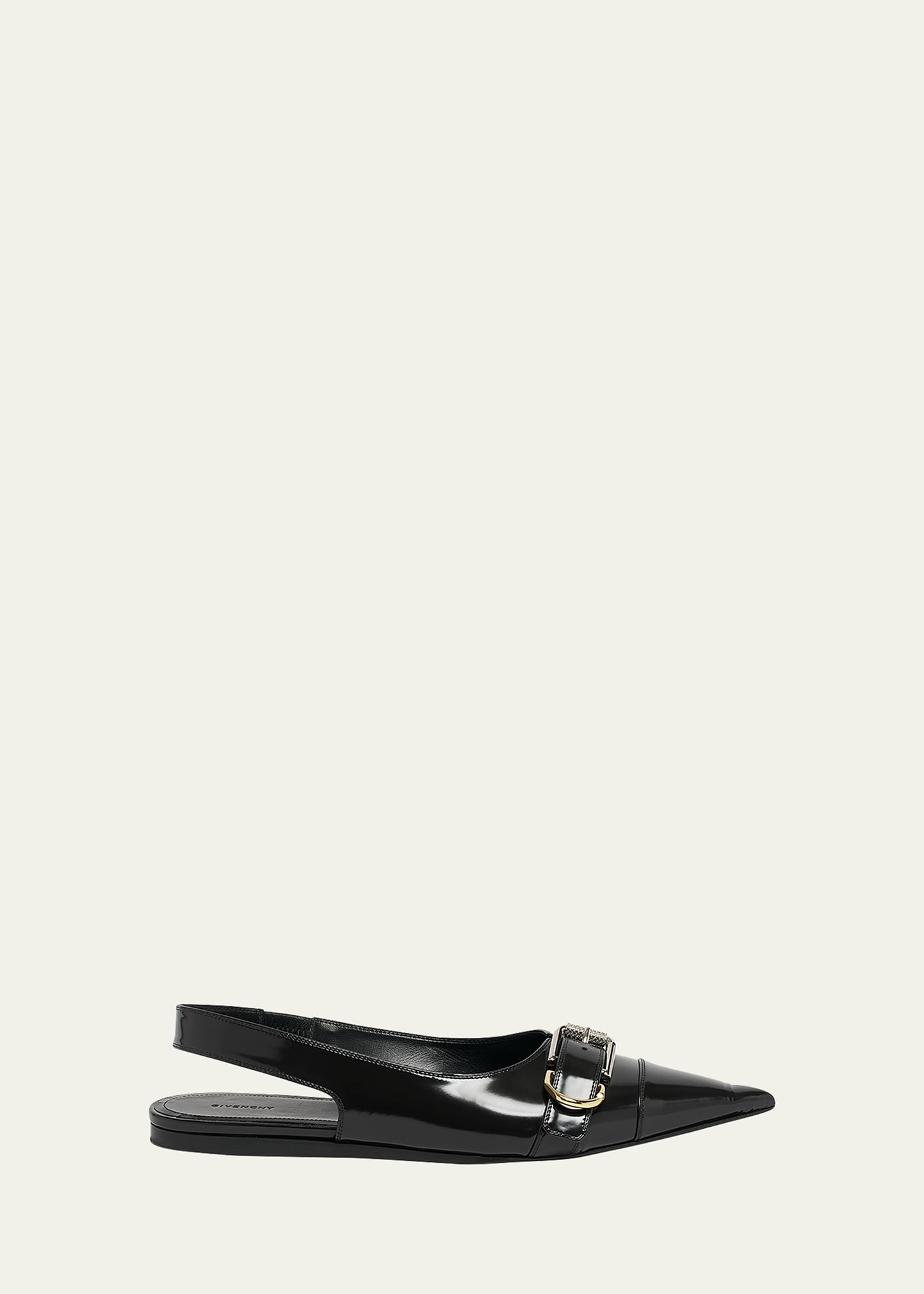 Shop Givenchy Voyou Leather Buckle Slingback Ballerina Flats In Black
