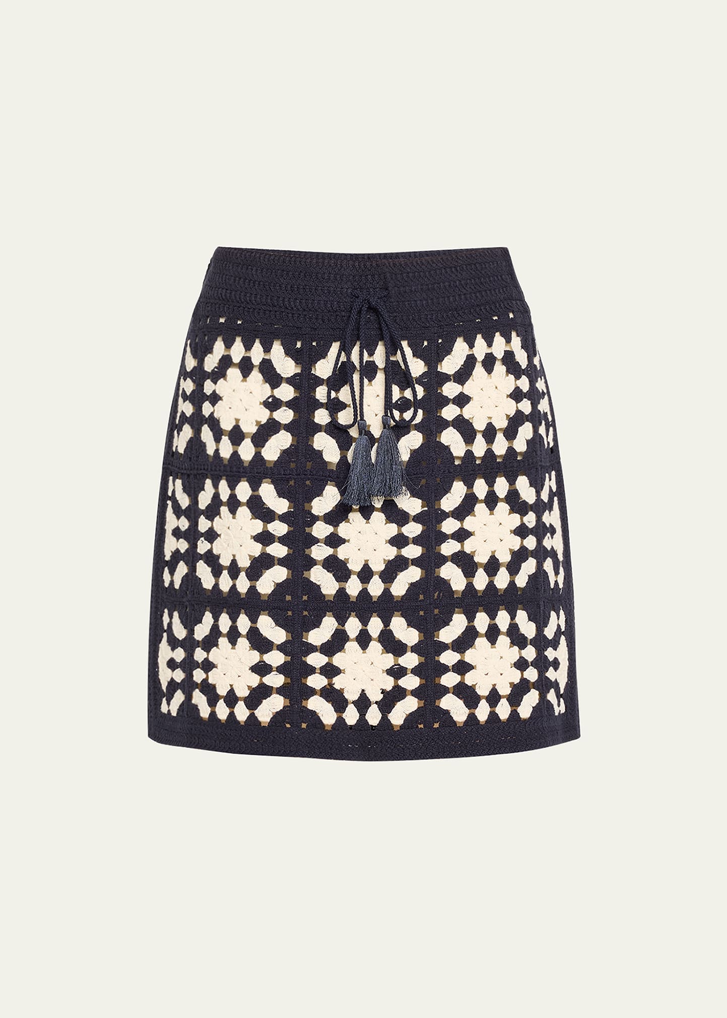 Shop Frame Crochet Tassel Mini Skirt In Navy Multi