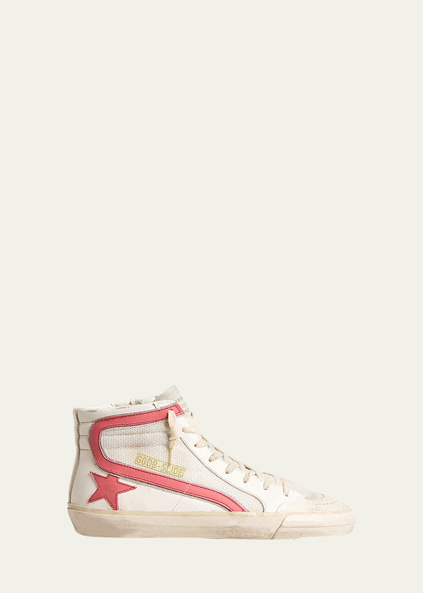 Golden Goose Slide Leather Mesh Mid-top Sneakers In Whiteicered