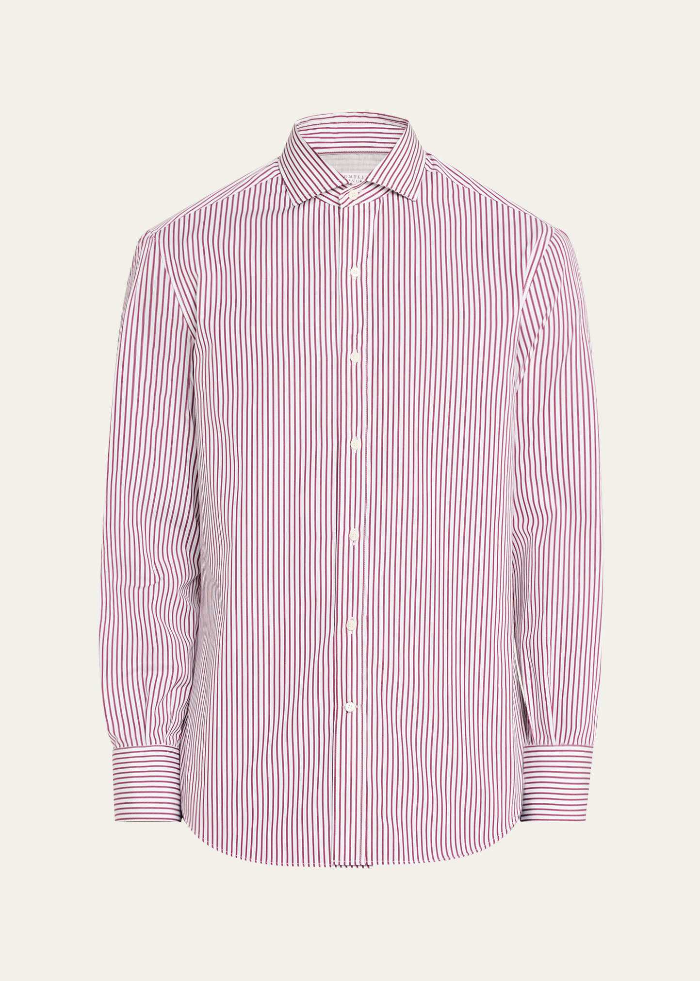 Brunello Cucinelli Men's Cotton Pinstripe Sport Shirt In White/red