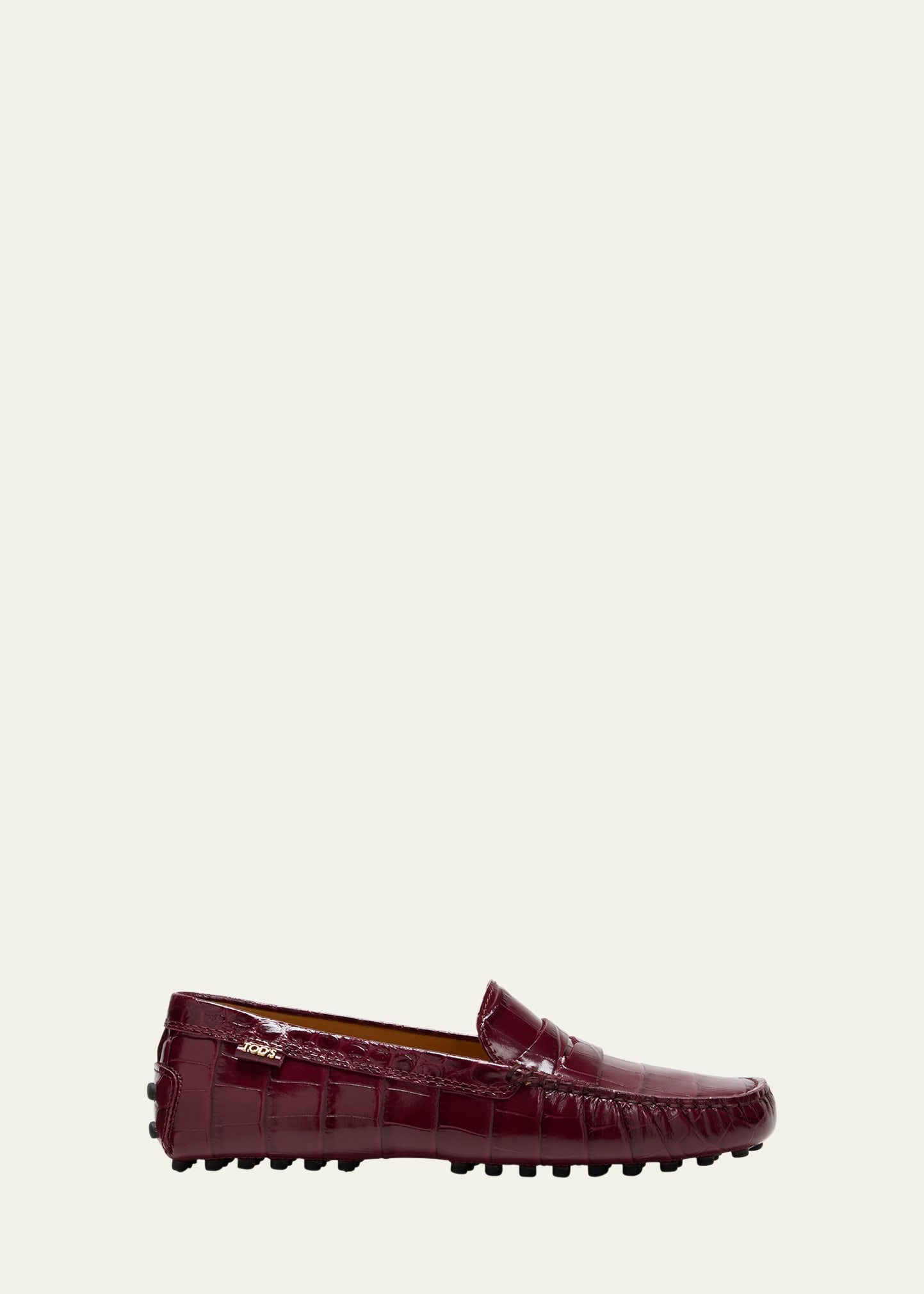 Tod's 5mm Croc Embossed Leather Loafers In Rosso Primitivo