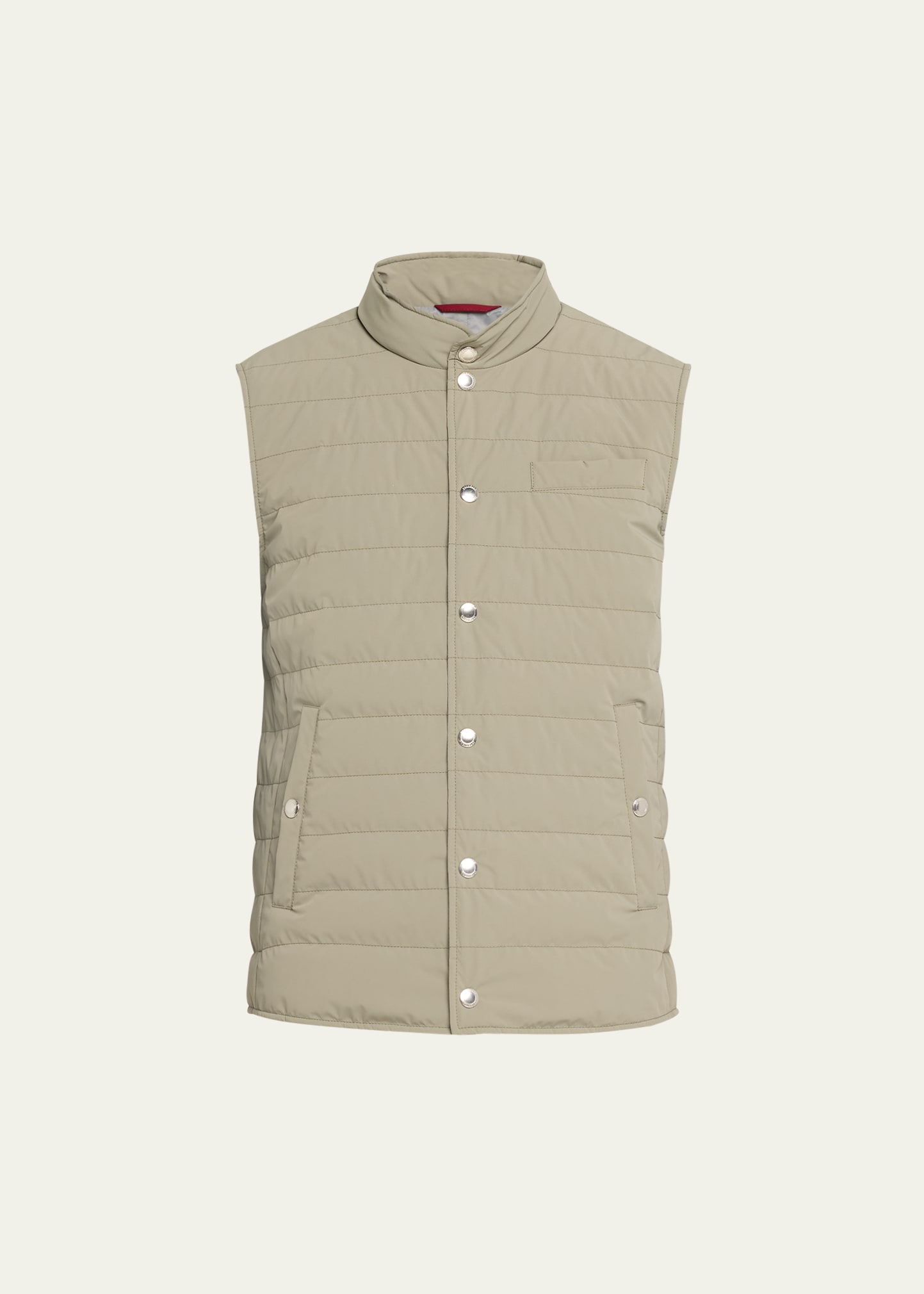 Brunello Cucinelli Men's Nylon Snap-front Vest In Military