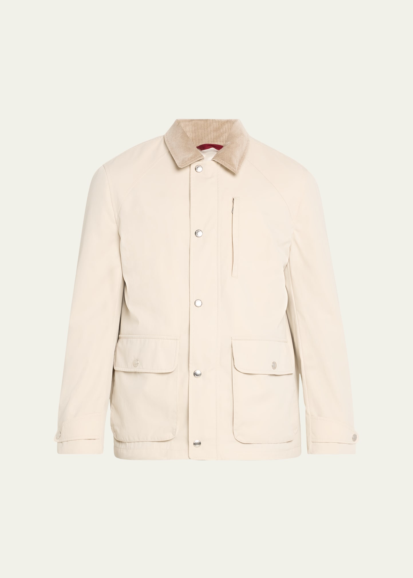 Shop Brunello Cucinelli Men's Corduroy-lined Cotton Car Coat In White