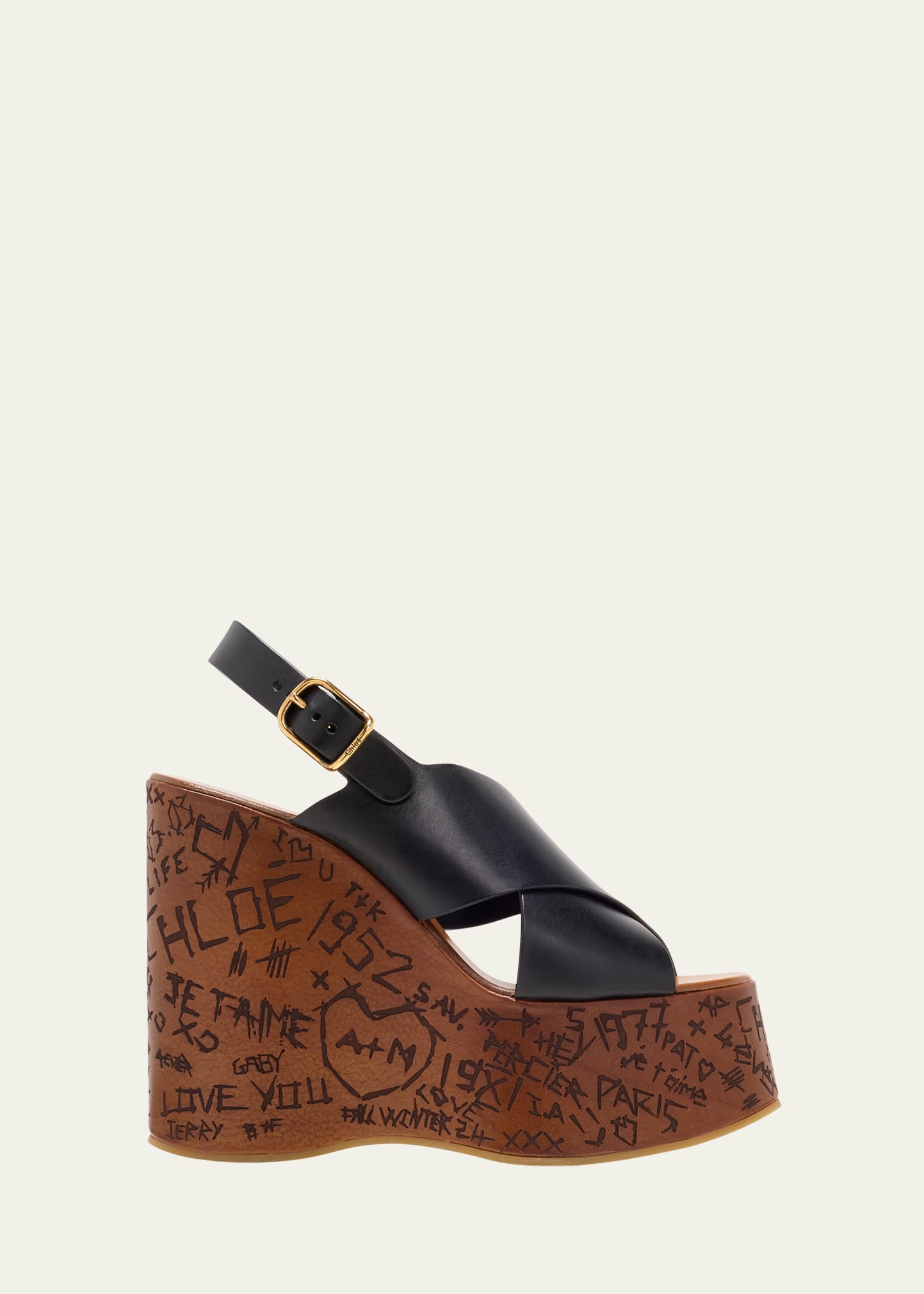 Shop Chloé Maxime Leather Crisscross Platform Sandals In Black