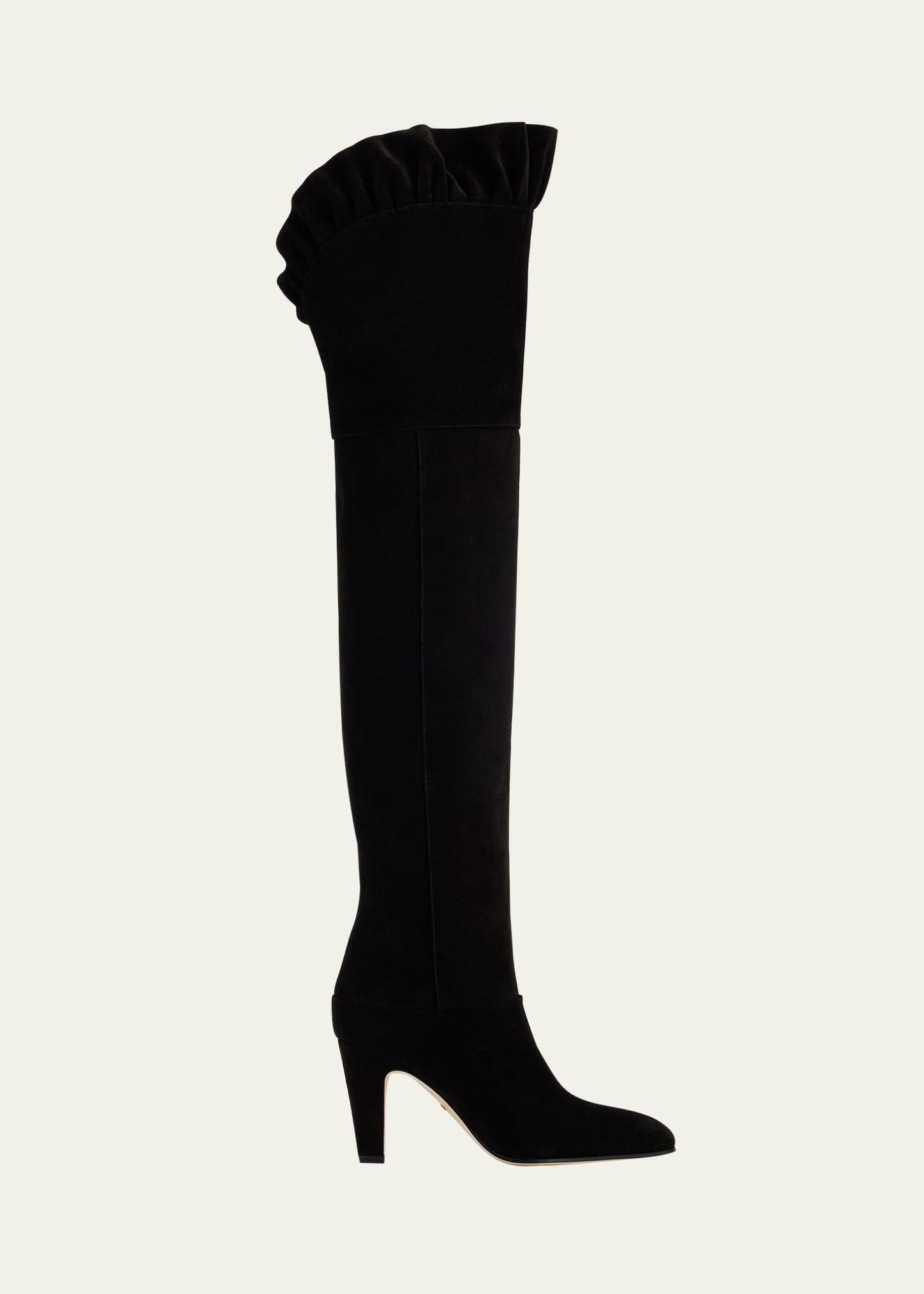 CHLOÉ EVE RUFFLE SUEDE OVER-THE-KNEE BOOTS 