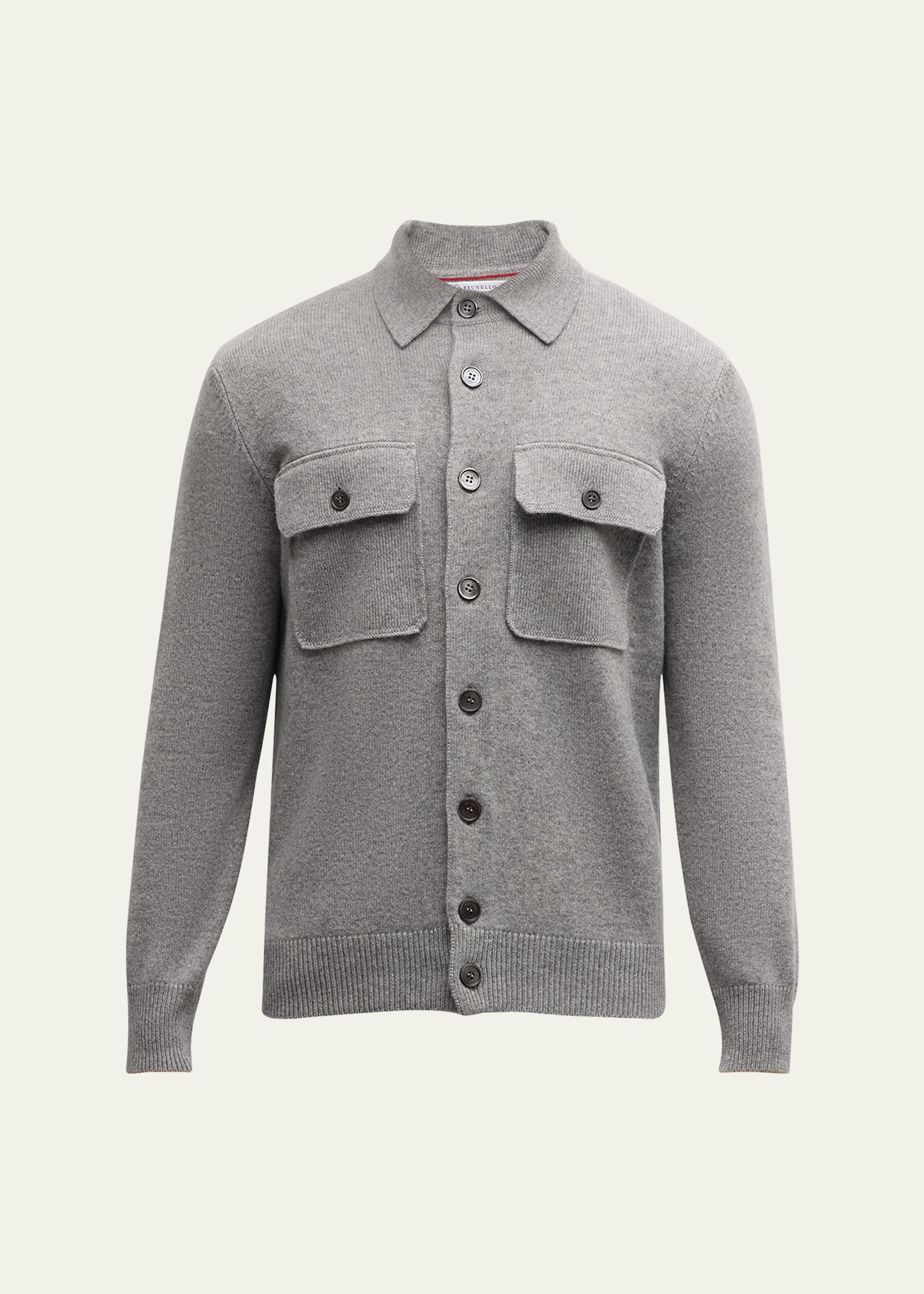 Brunello Cucinelli Men's Cashmere Overshirt In Light Grey