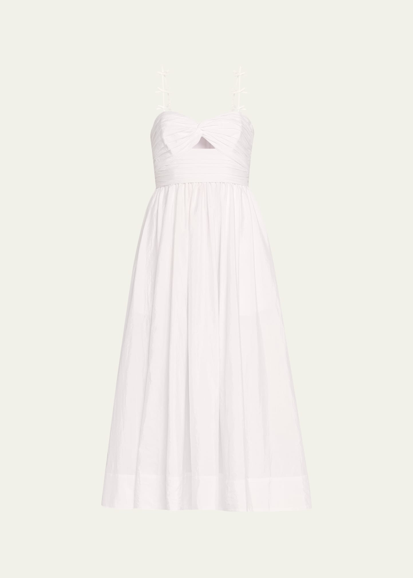 Shop Cinq À Sept Agnes Bow-strap Sweetheart Midi Dress In White