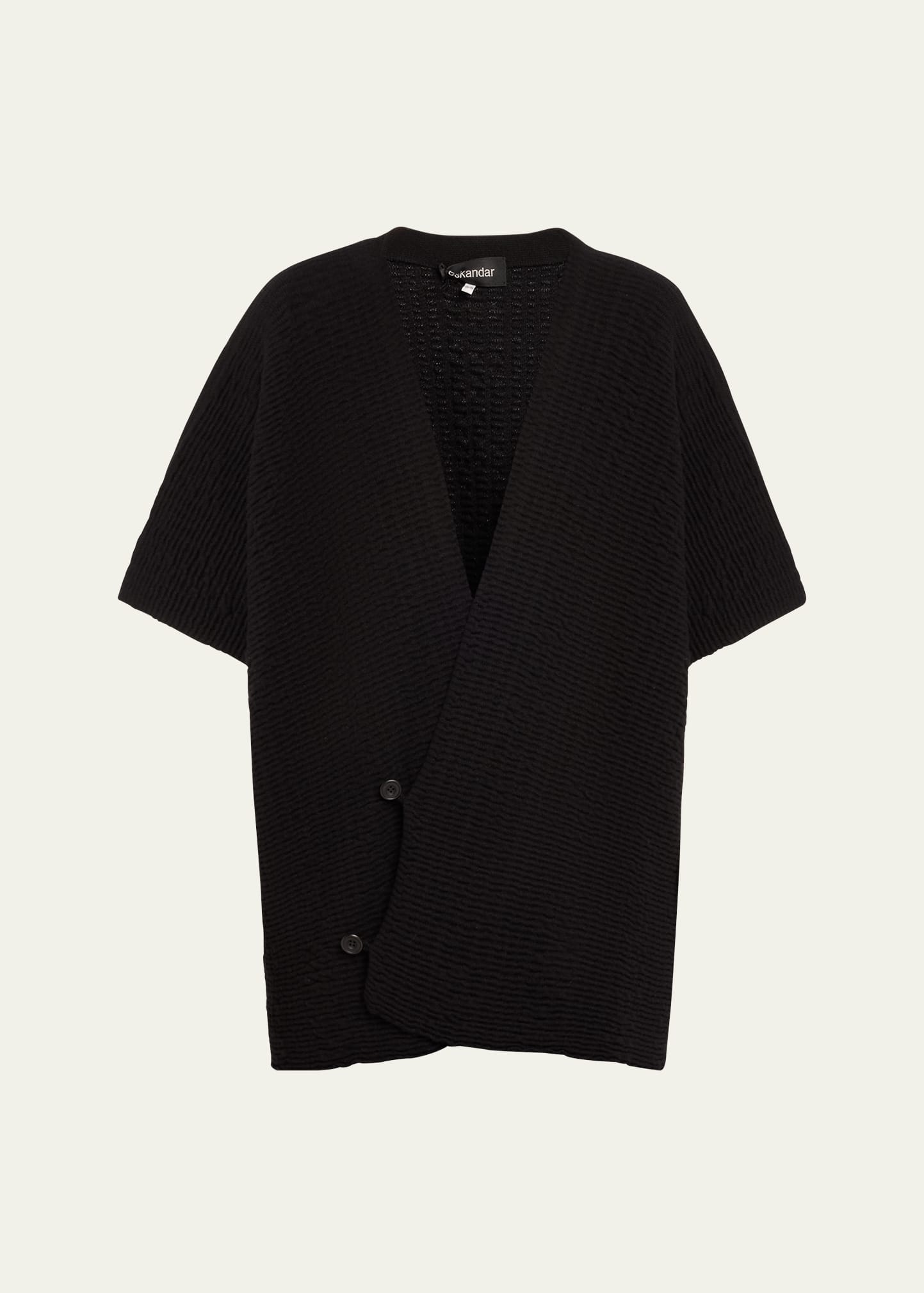 Shop Eskandar Double Breasted Cashmere Cardigan (long Length) In Black