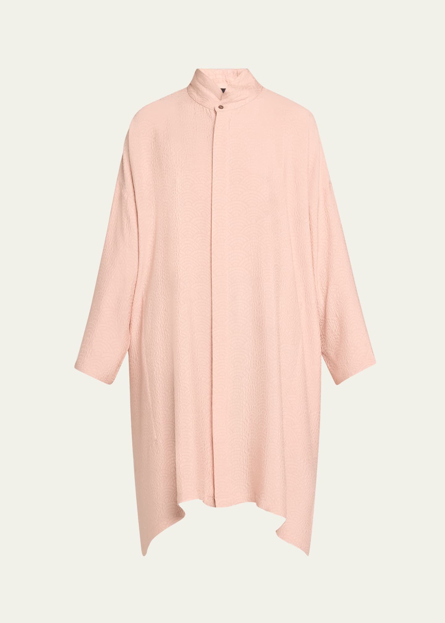 Shop Eskandar Wide A-line Double Stand Collar Shirt (very Long Length) In Rosepowder