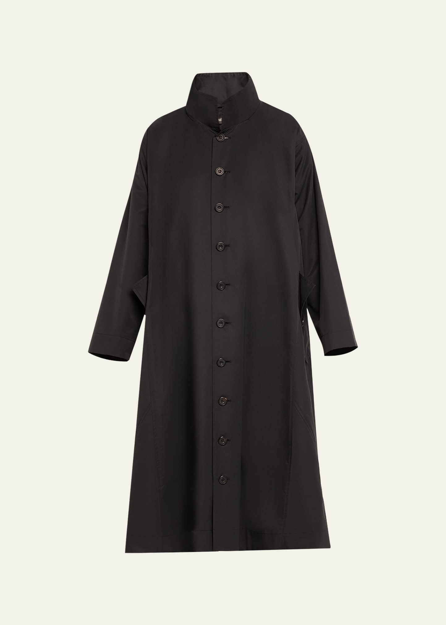 Eskandar Caucasus Raincoat With Foldaway Hood (full Length) In Black