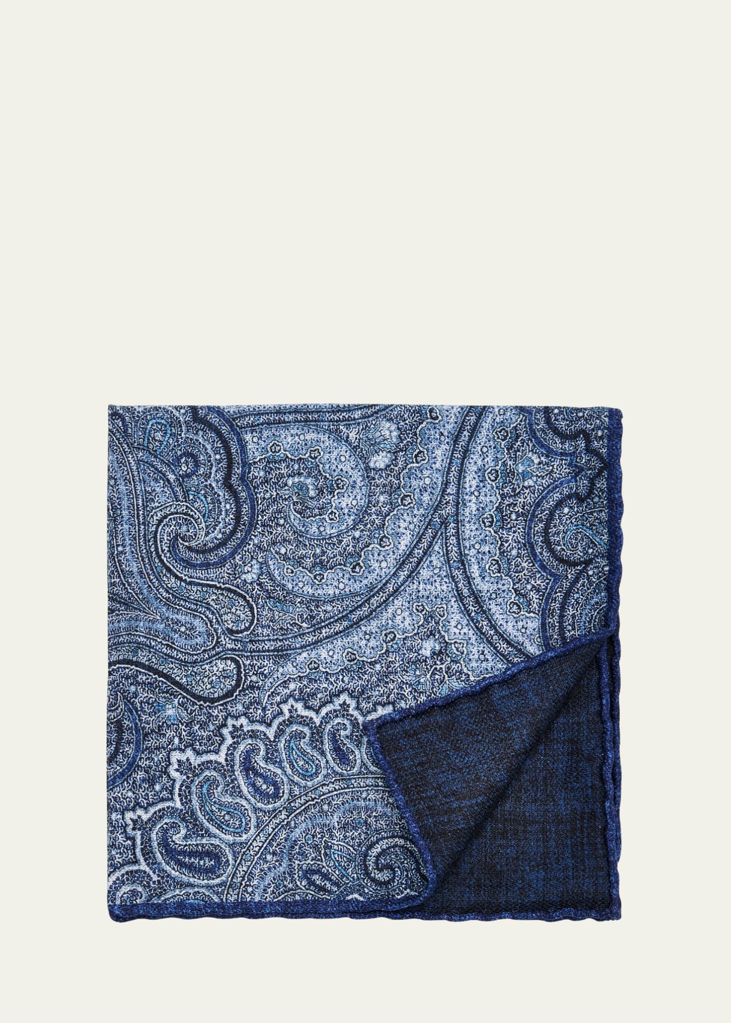 Brunello Cucinelli Men's Silk Paisley-print Pocket Square In Light Grey/sand